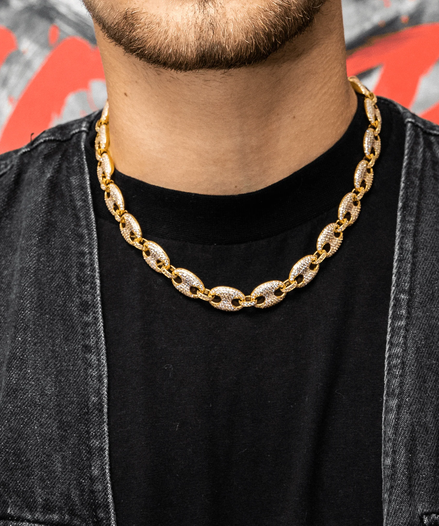 12mm Diamond Mariner Link Necklace in Yellow Gold