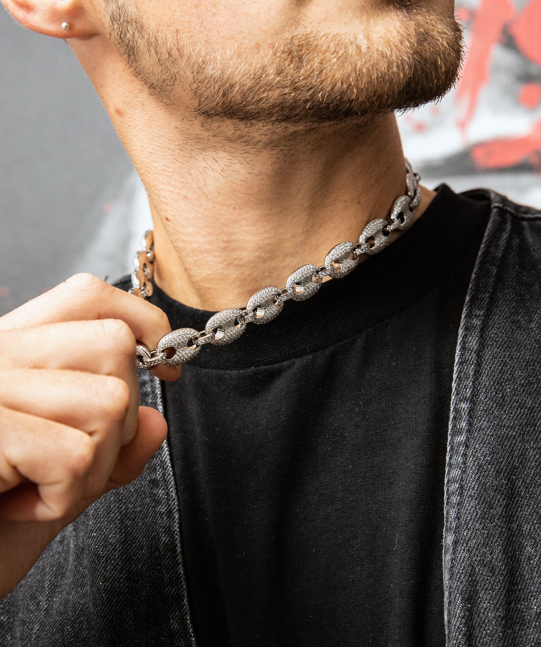 12mm Diamond Mariner Link Necklace in White Gold