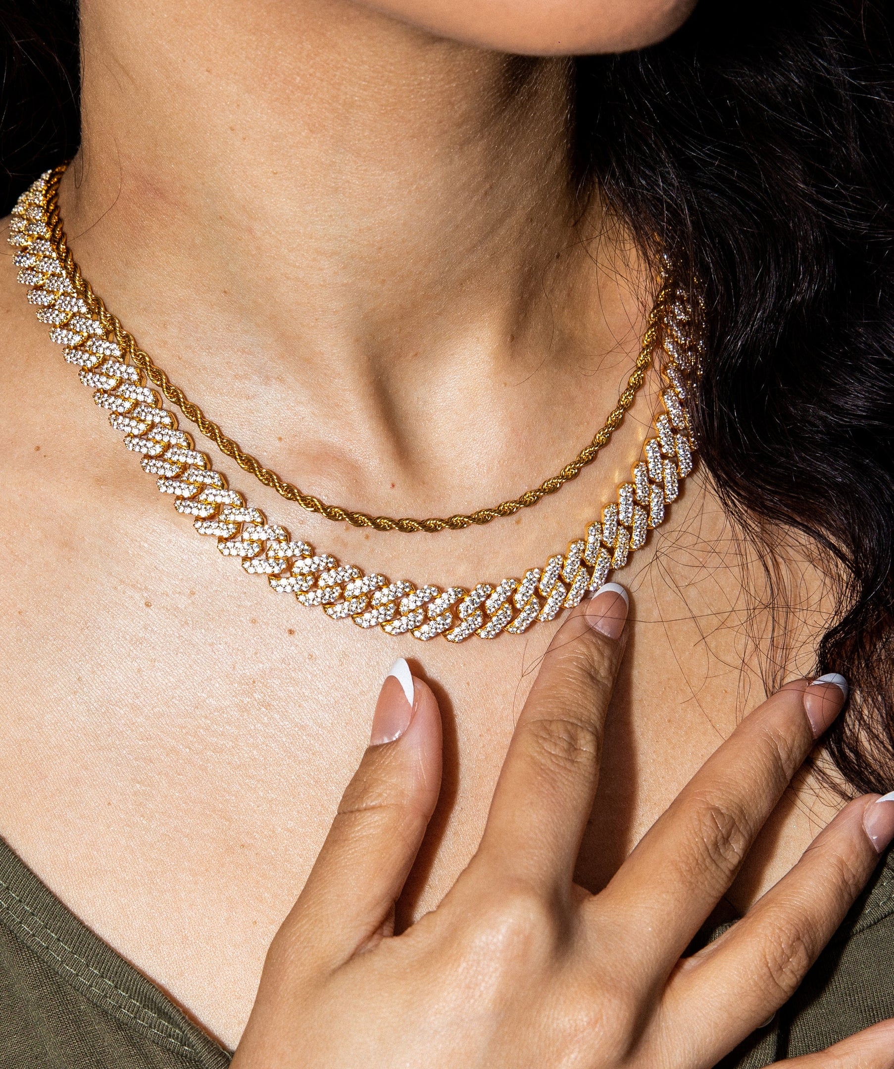 12mm Iced Cuban Link Necklace in Yellow Gold
