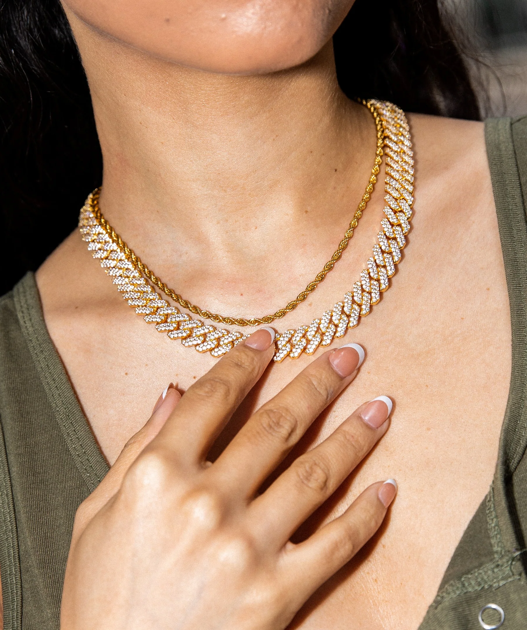 12mm Iced Cuban Link Necklace in Yellow Gold - Image 2