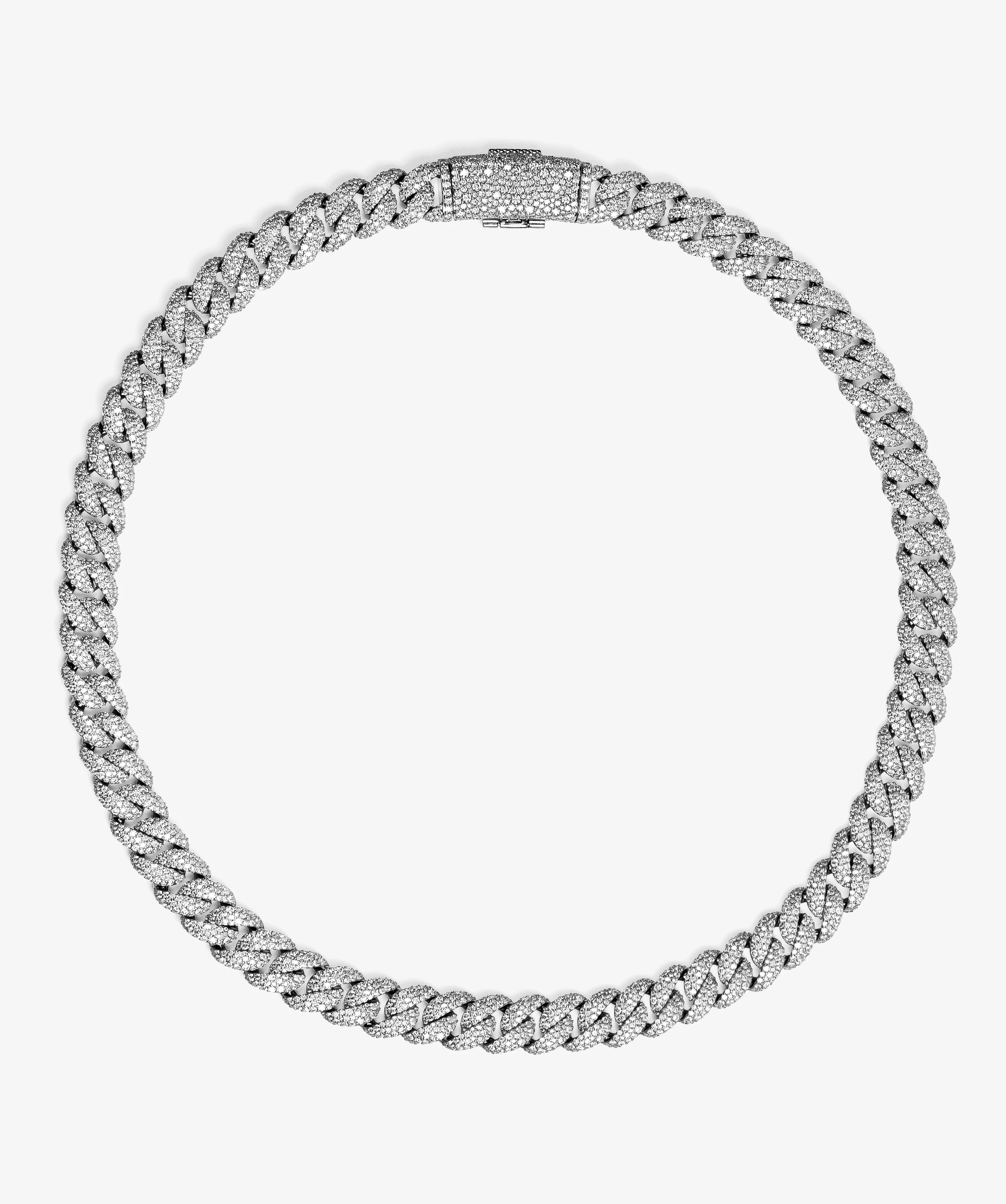 12mm Mosaic Cuban Link Chain (White Gold) - Image 2