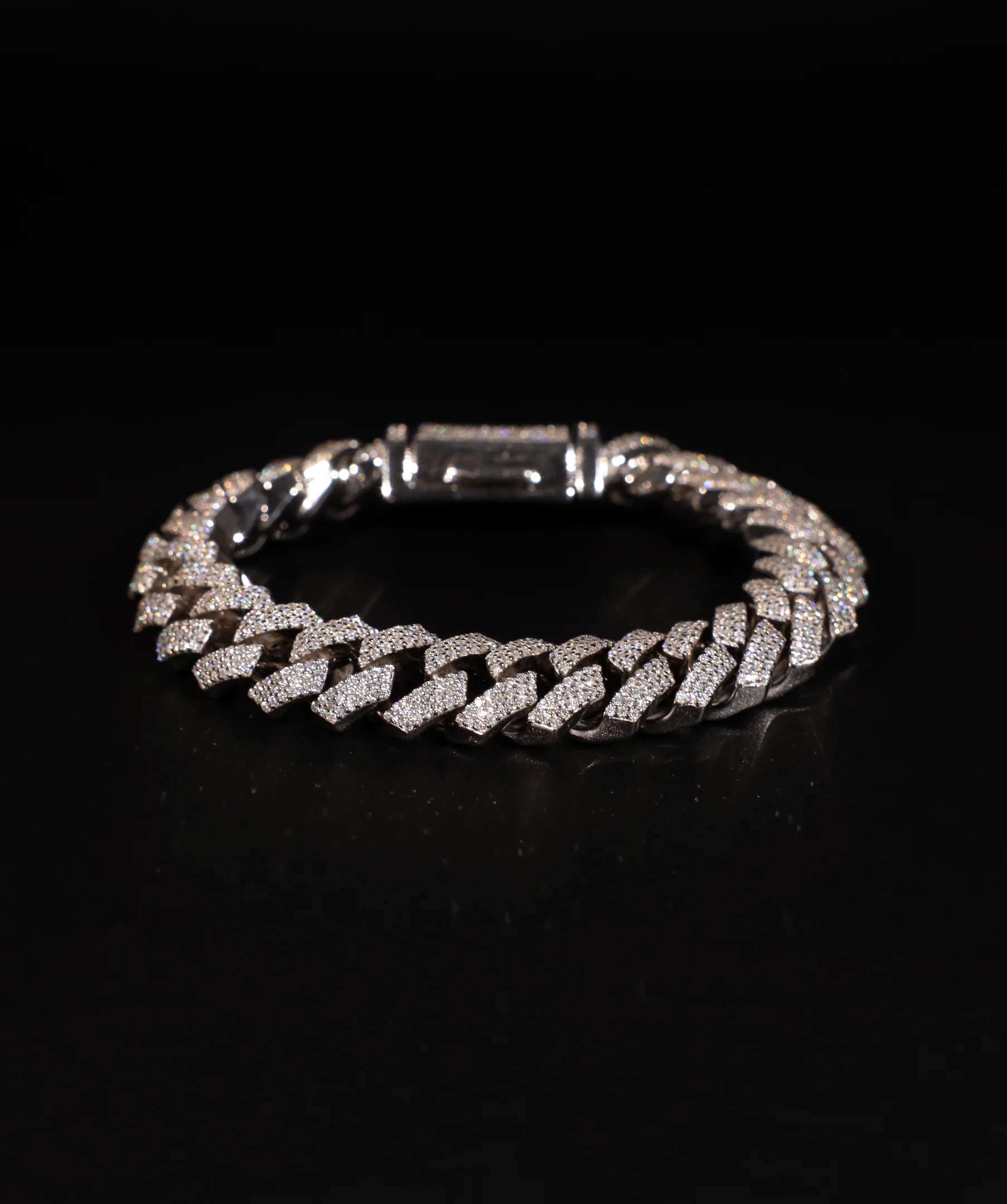 12mm Prong Cuban Link Bracelet (White Gold)