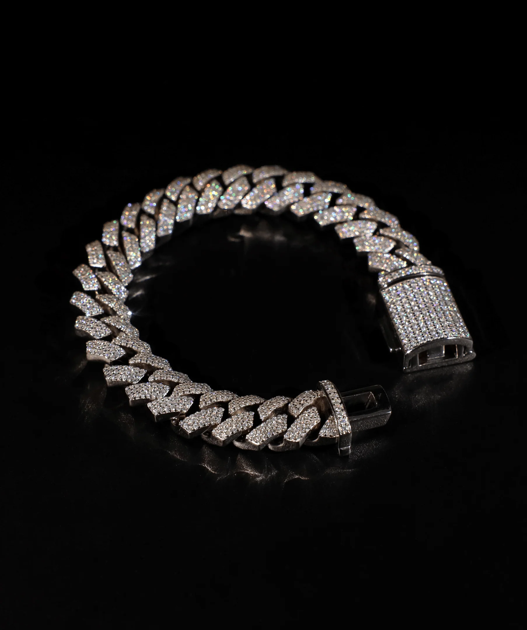 12mm Prong Cuban Link Bracelet (White Gold) - Image 2