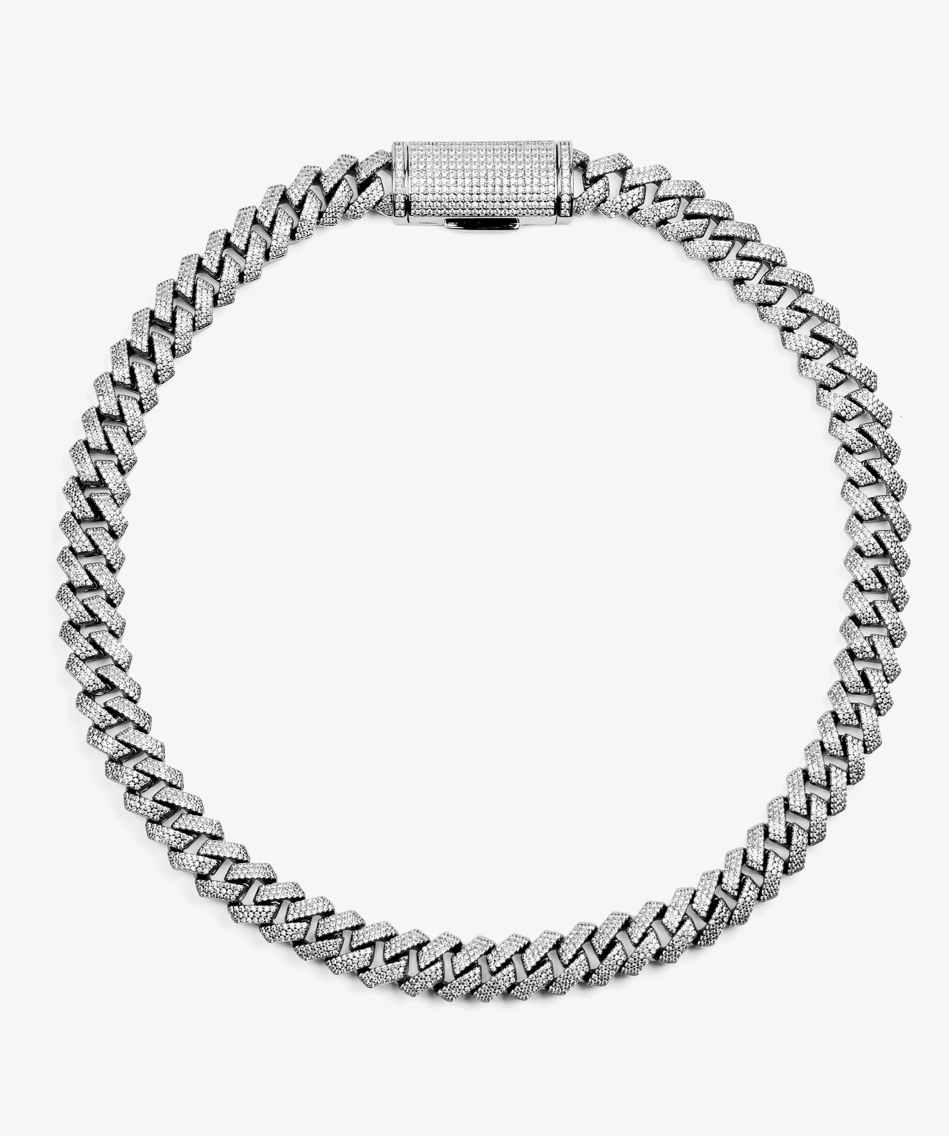 12mm Prong Cuban Link Chain - White