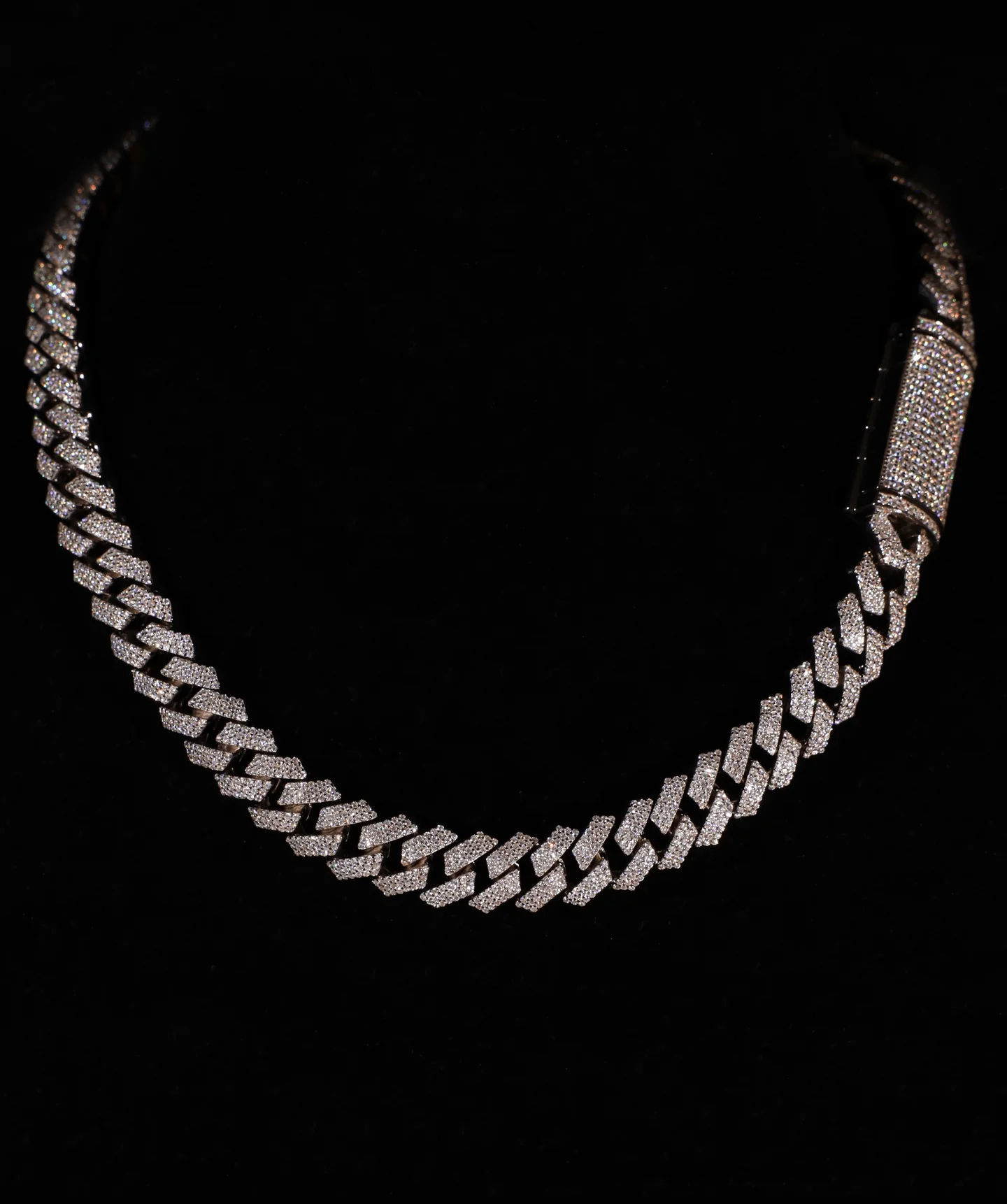 12mm Prong Cuban Link Chain (White Gold)