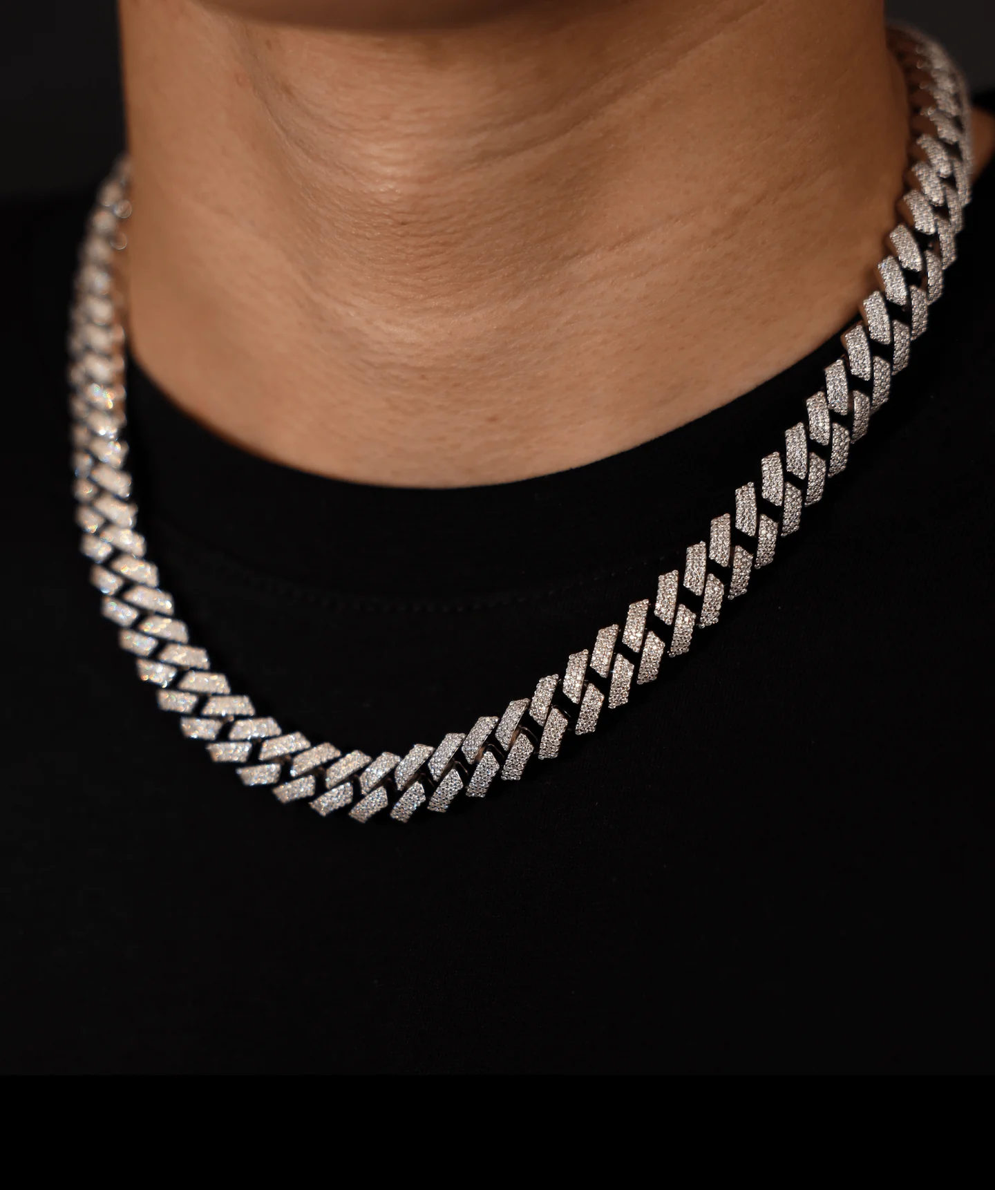 12mm Prong Cuban Link Chain (White Gold) - Image 2