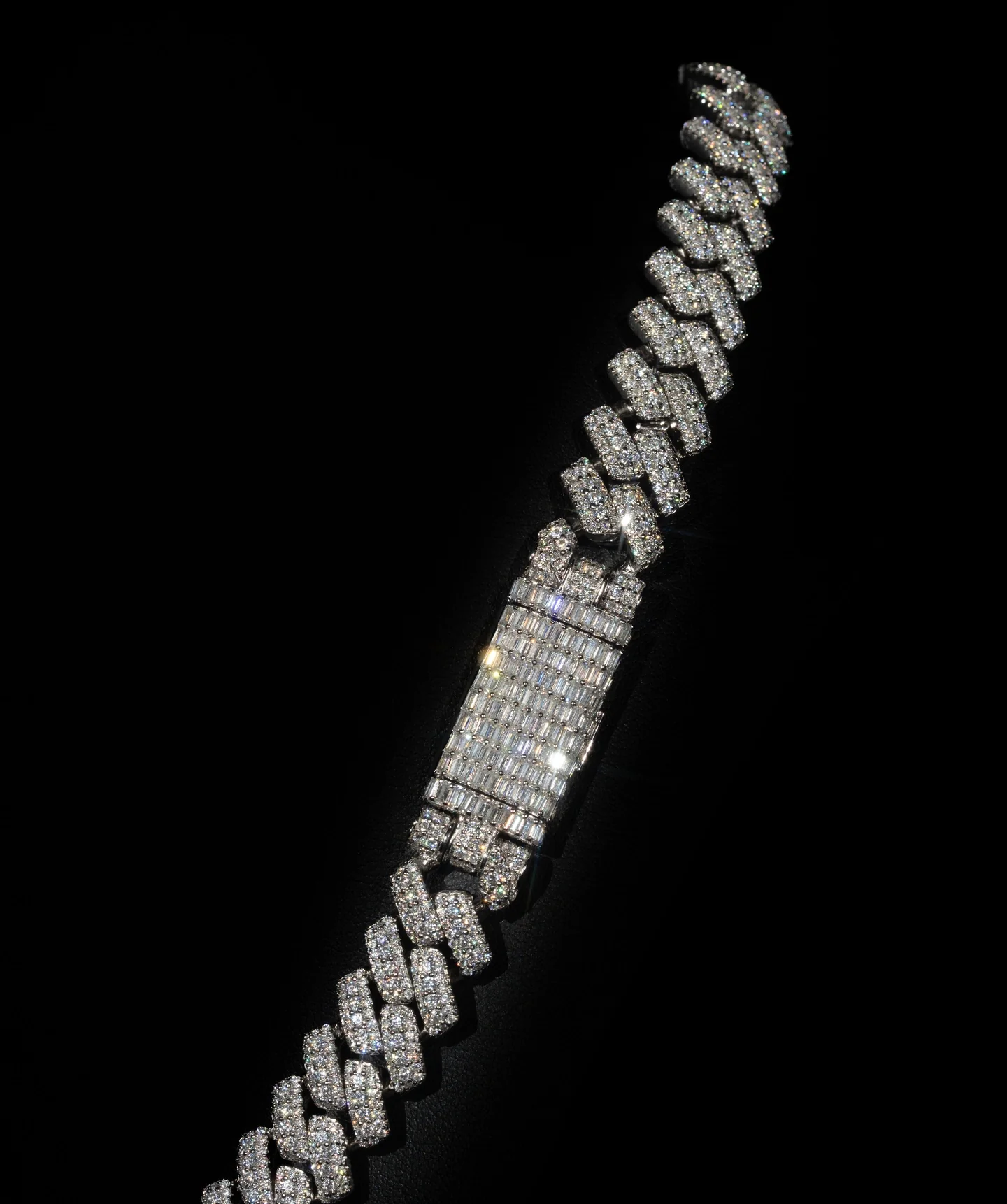 12mm Raised Prong Cuban Link Chain (White Gold) - Image 2
