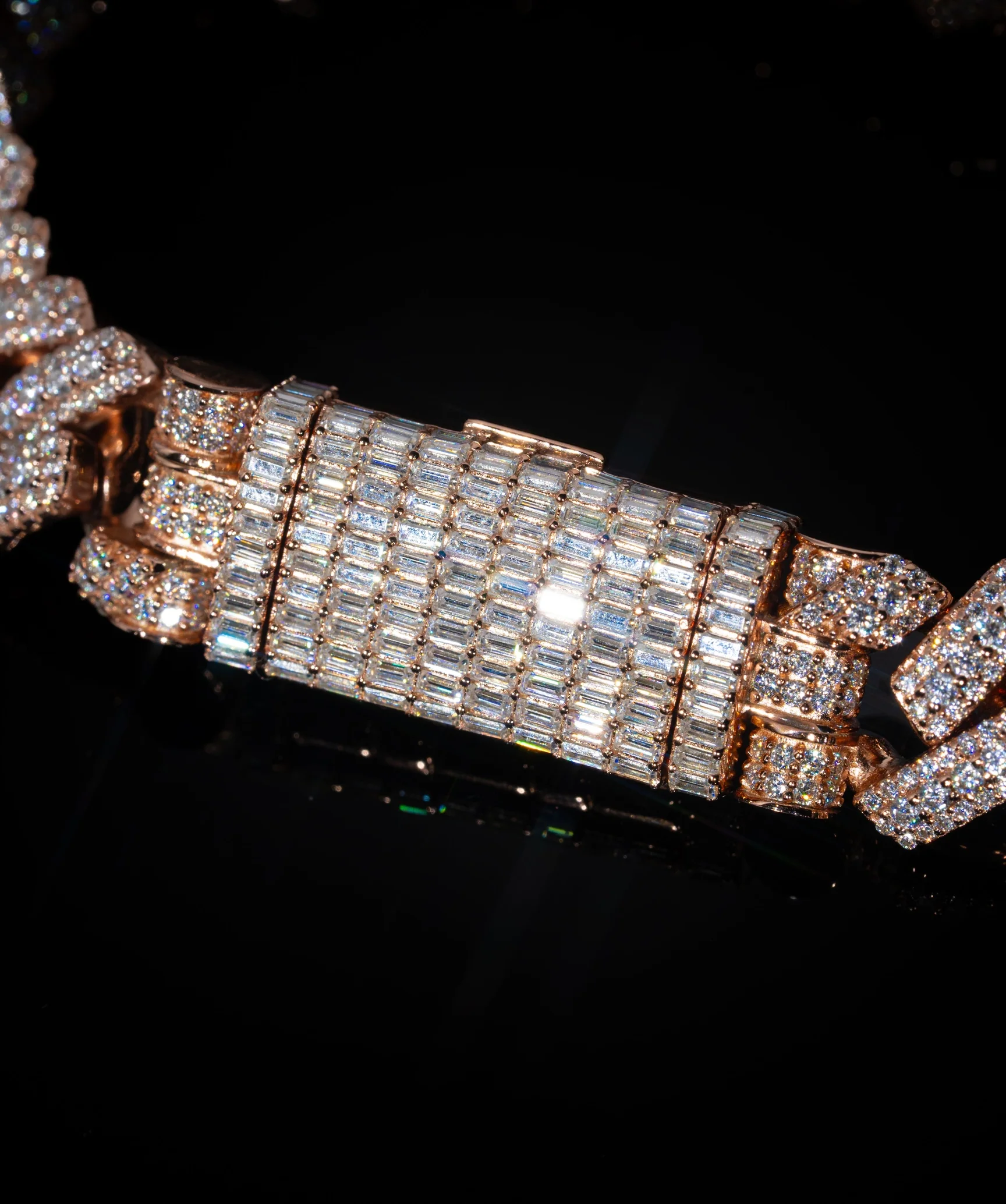 12mm Raised Prong Cuban Link Bracelet (Rose Gold) - Image 2