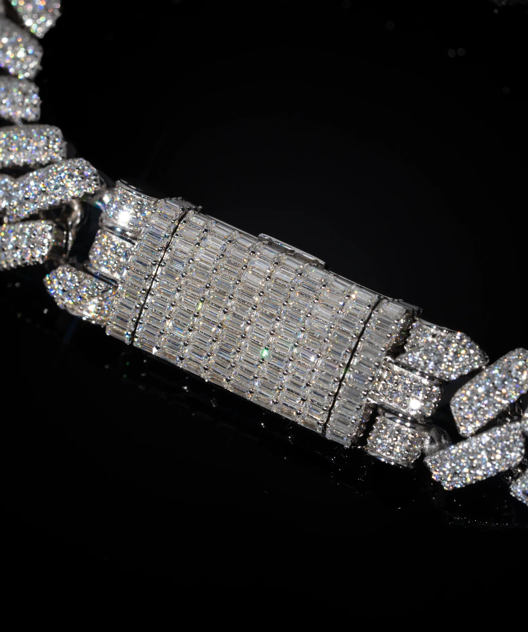 12mm Raised Prong Cuban Link Bracelet (White Gold) - Image 3