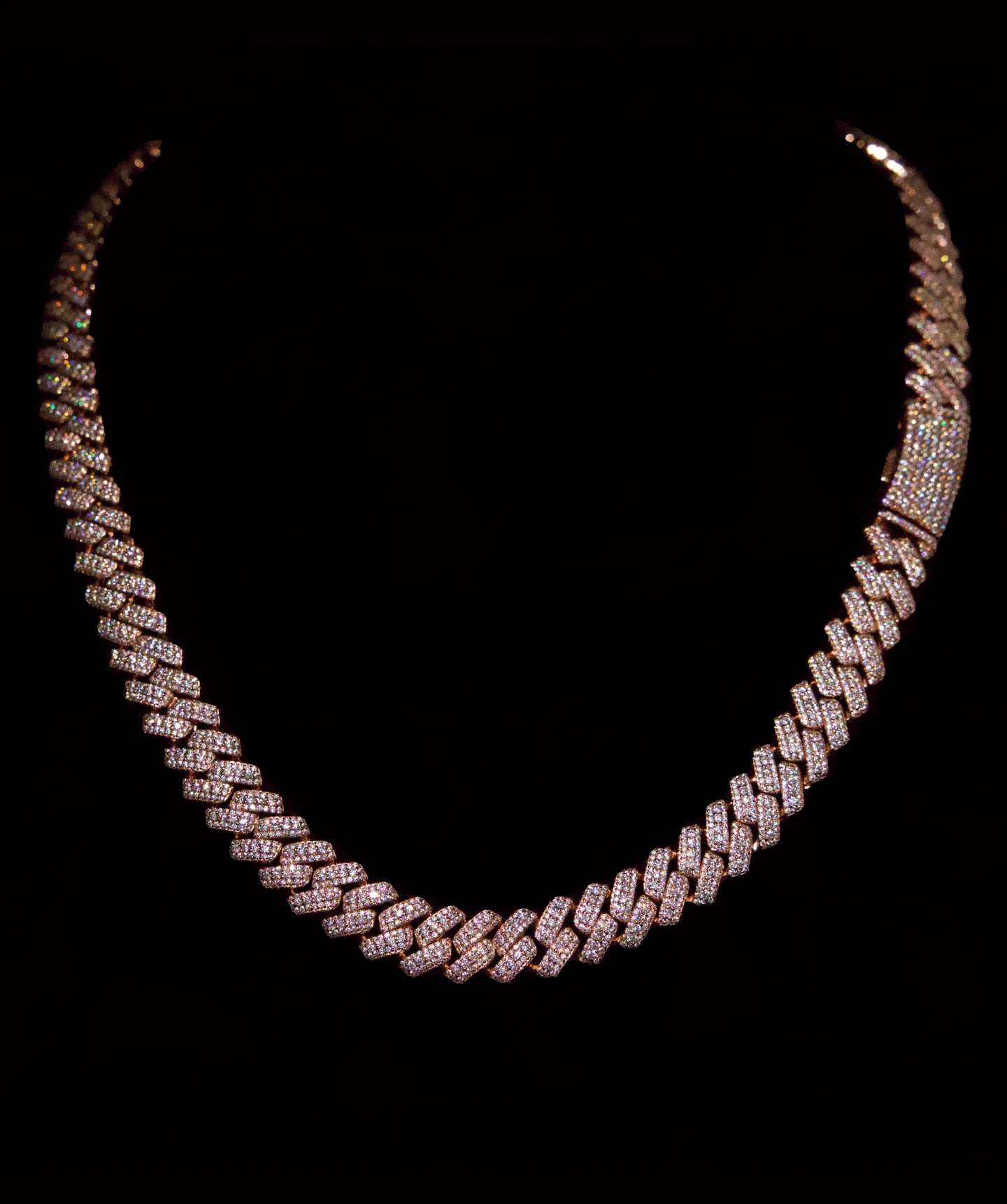 12mm Raised Prong Cuban Link Chain (Rose Gold)