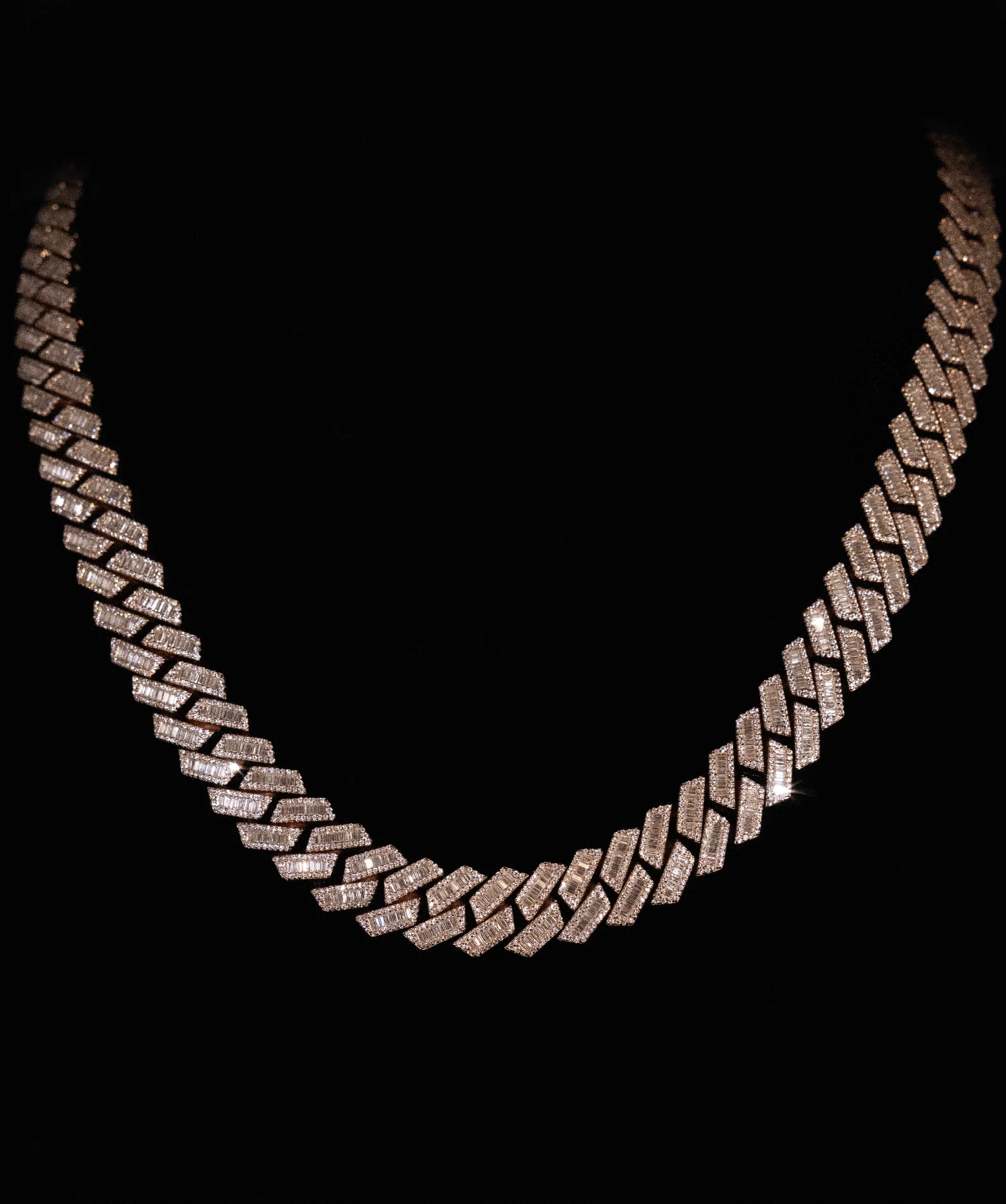 15mm Baguette Prong Cuban Chain (Rose Gold)
