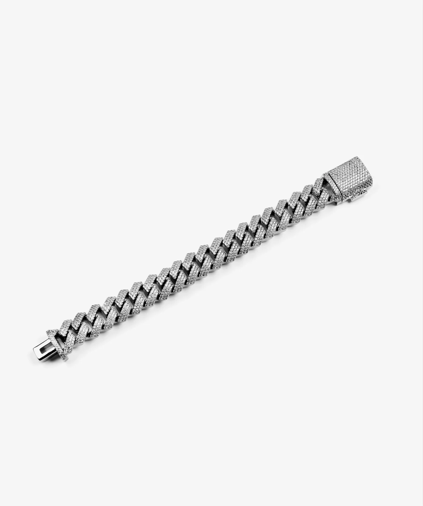 15mm Prong Cuban Link Bracelet - White