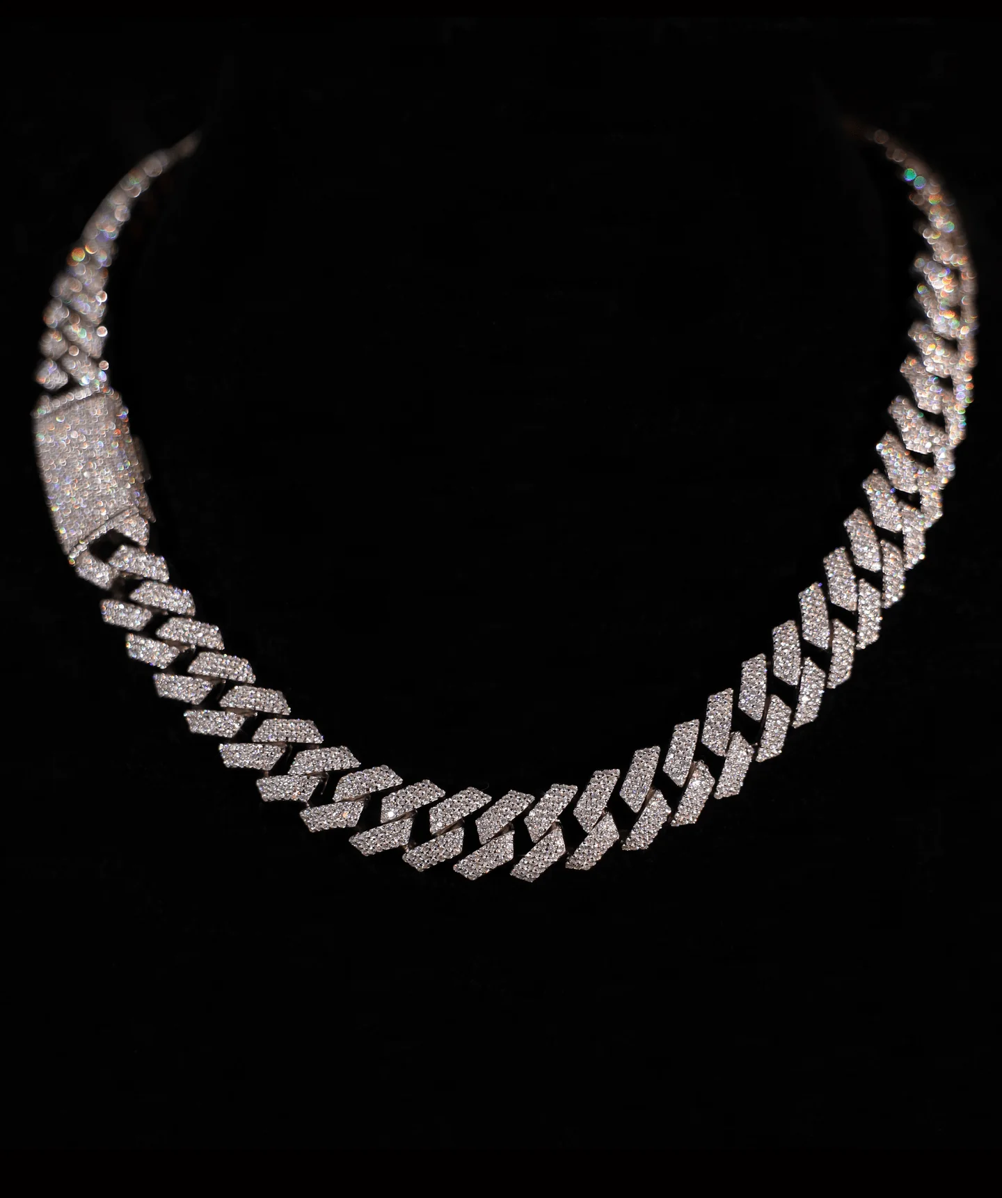 15mm Prong Cuban Link Chain (White Gold)