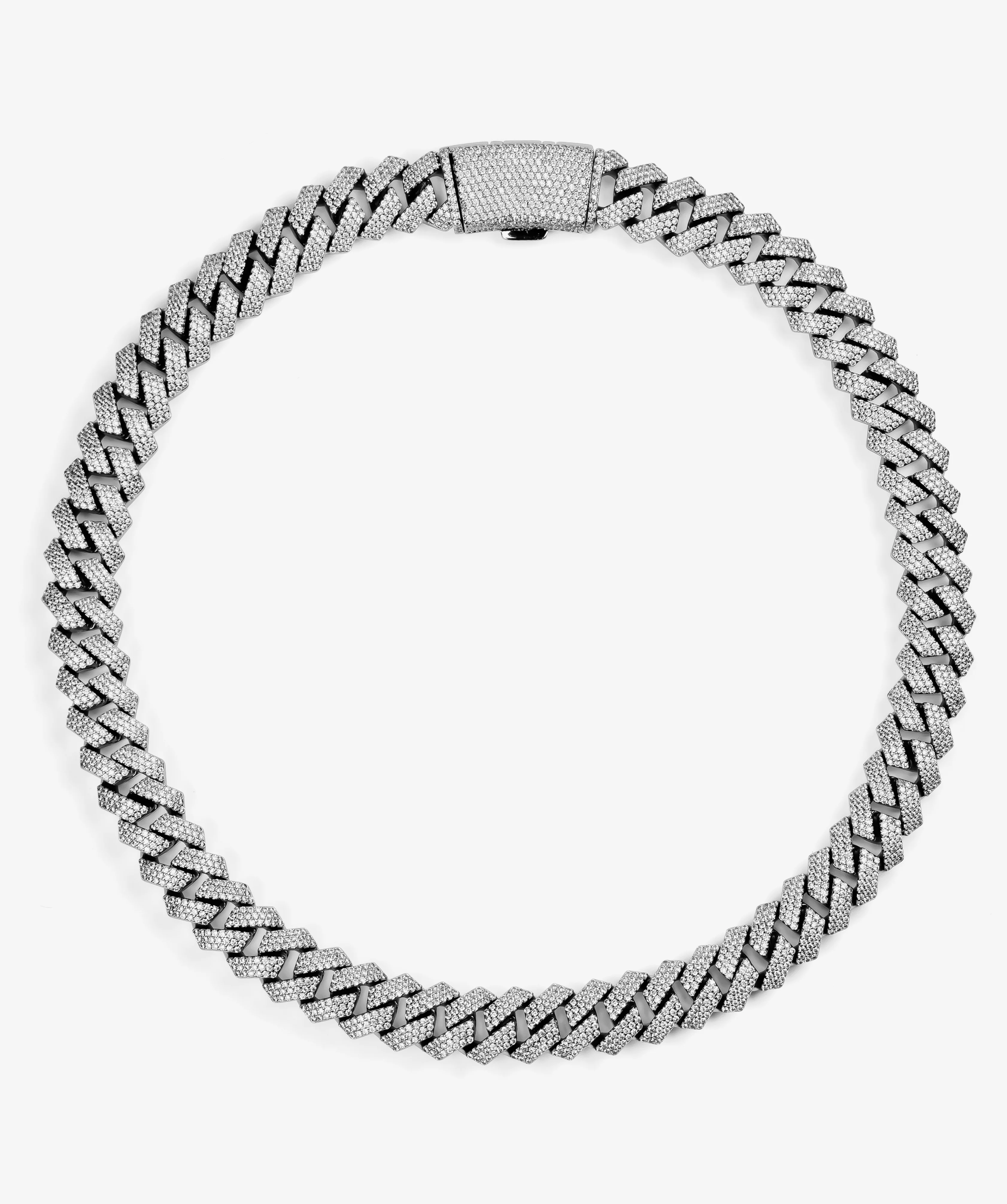 15mm Prong Cuban Link Chain - White