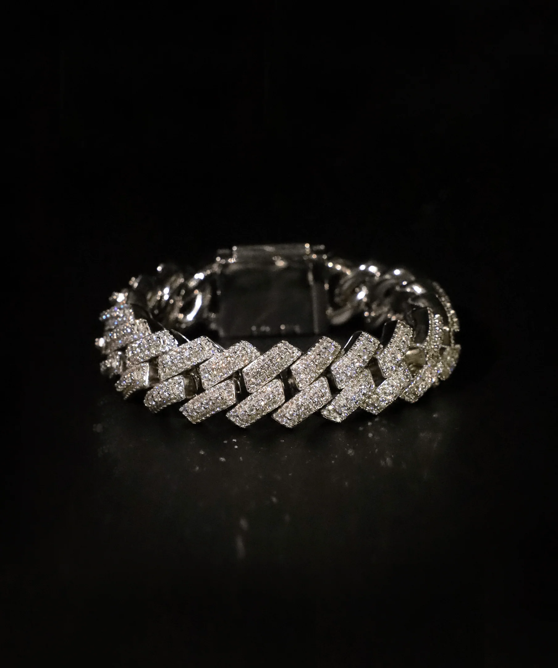 19mm Prong Cuban Link Bracelet (White Gold)