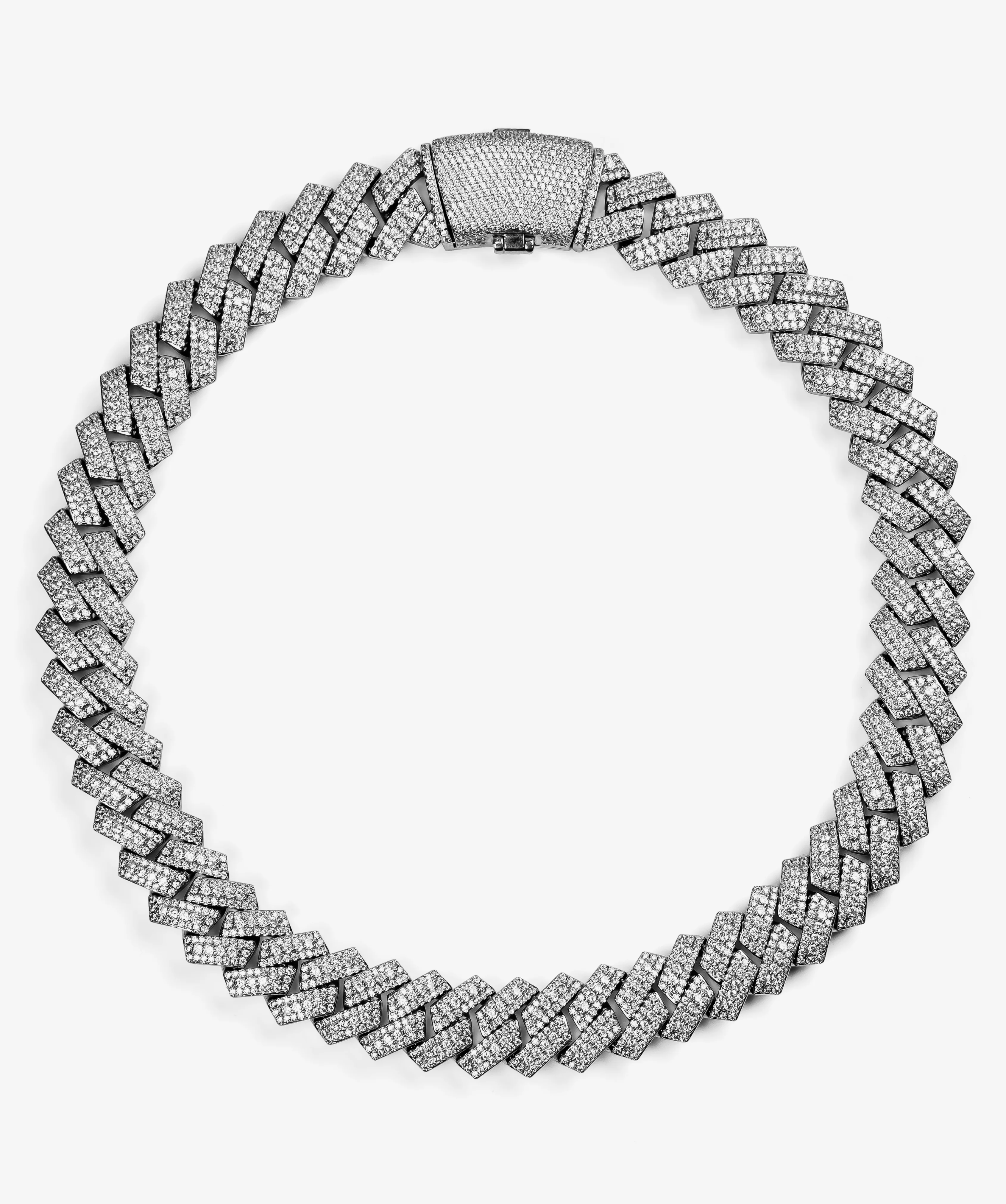 19mm Prong Cuban Link Chain - White