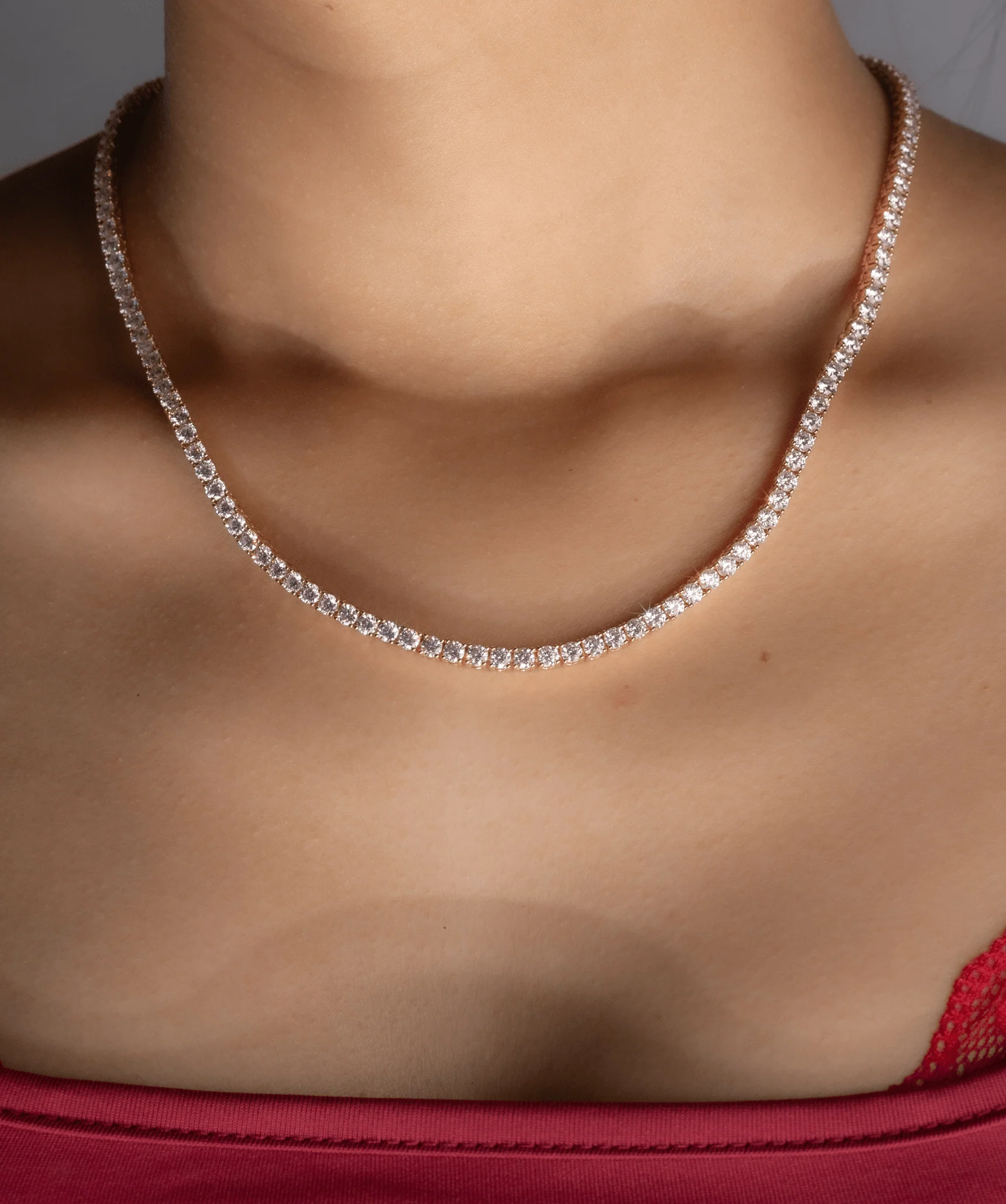 3mm Tennis Necklace in Rose Gold - Image 2