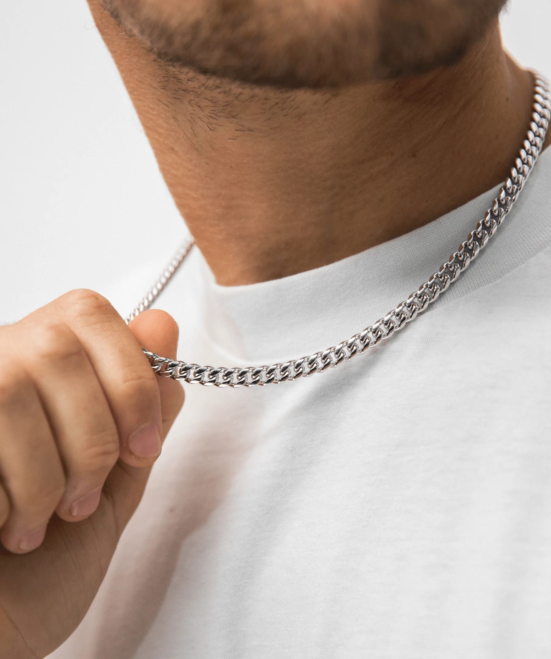 6mm Cuban Link Chain (White Gold) - Image 2