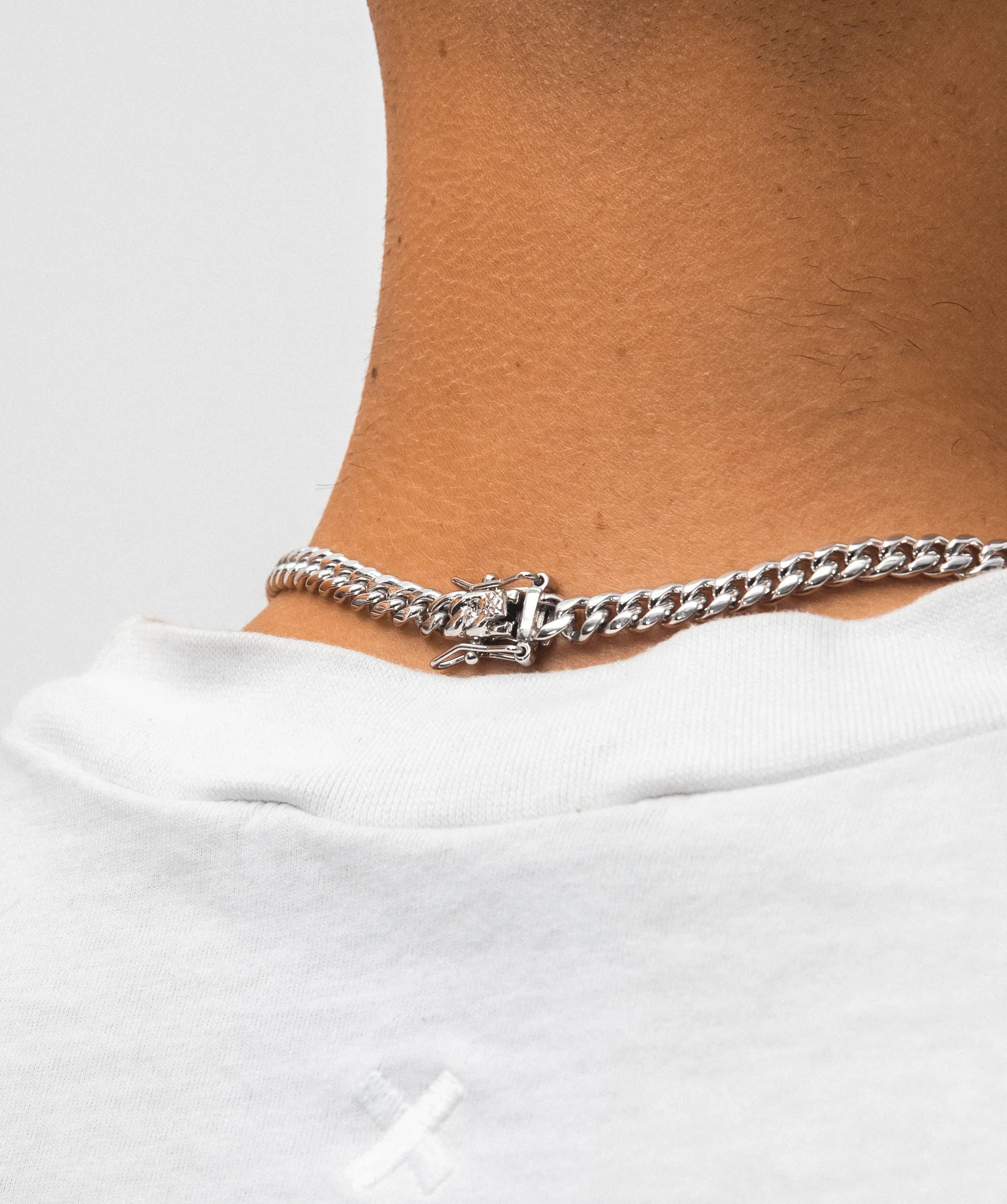 6mm Cuban Link Chain (White Gold) - Image 3
