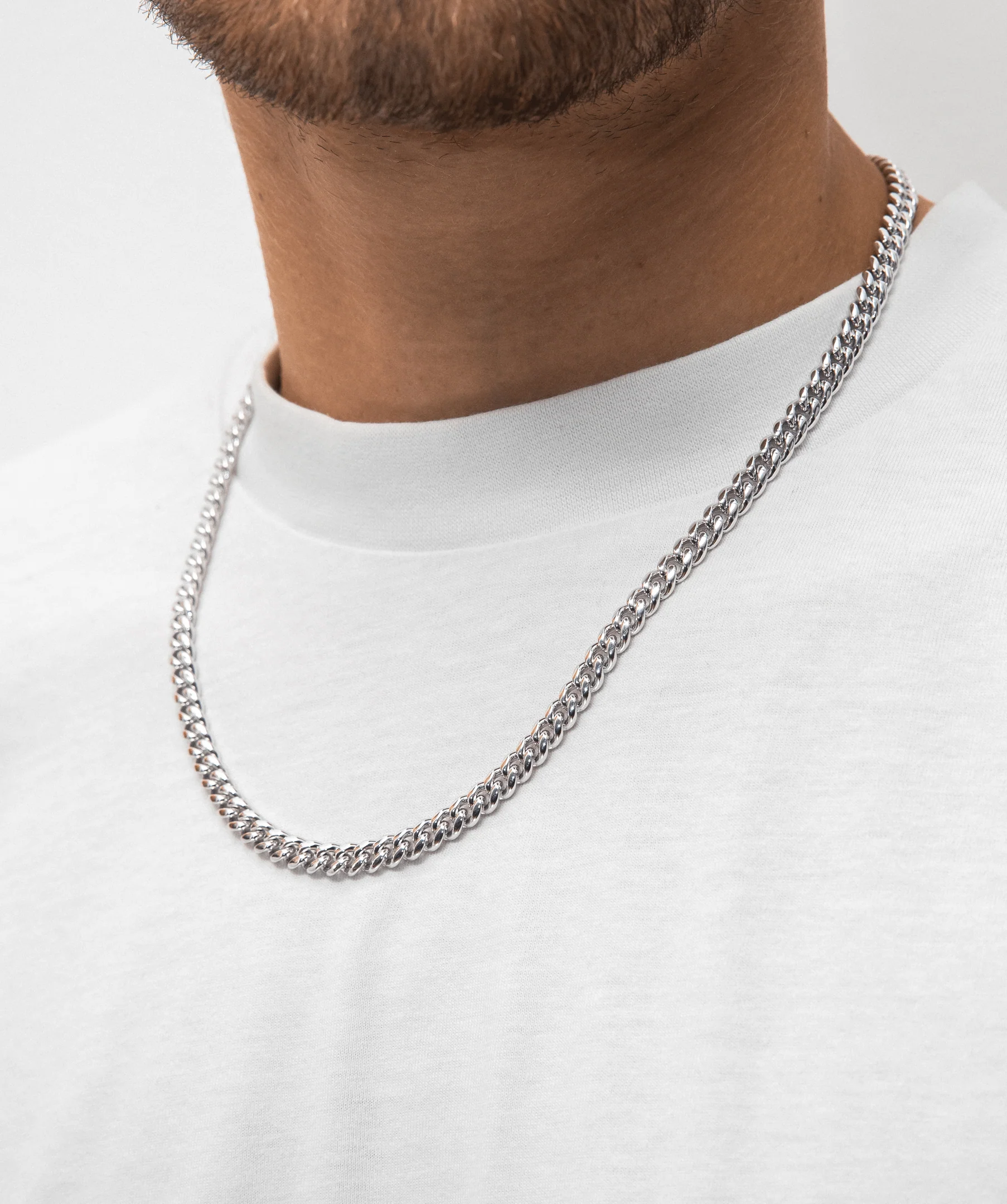 6mm Cuban Link Chain (White Gold) - Image 4