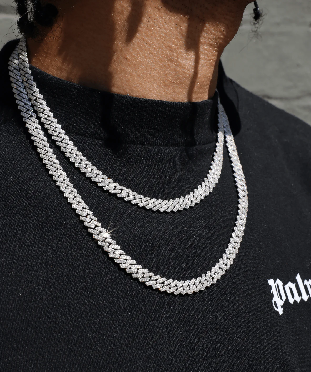 8mm Prong Cuban Link Chain (White Gold)