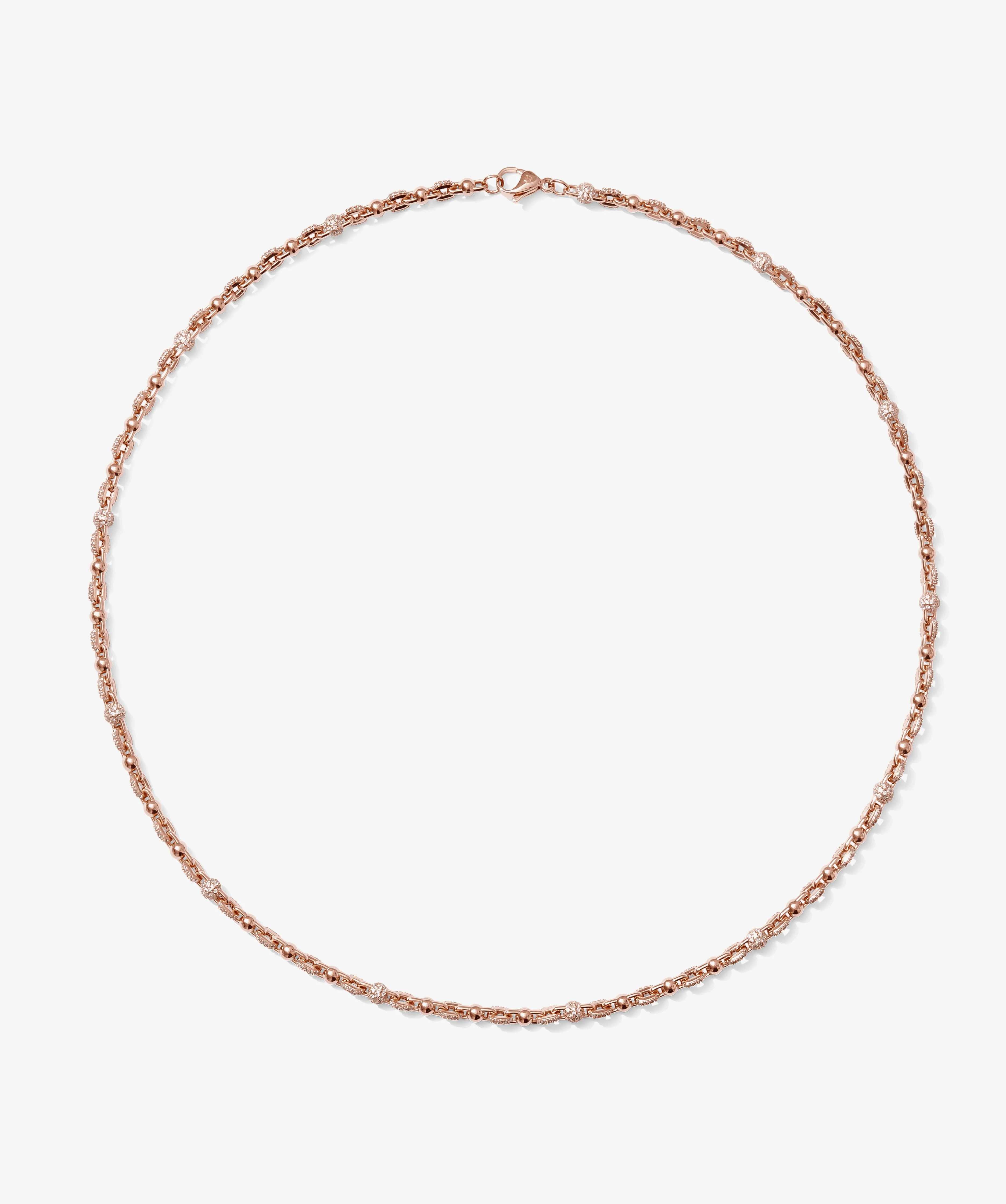 Alternating Iced Ball Chain - Rose