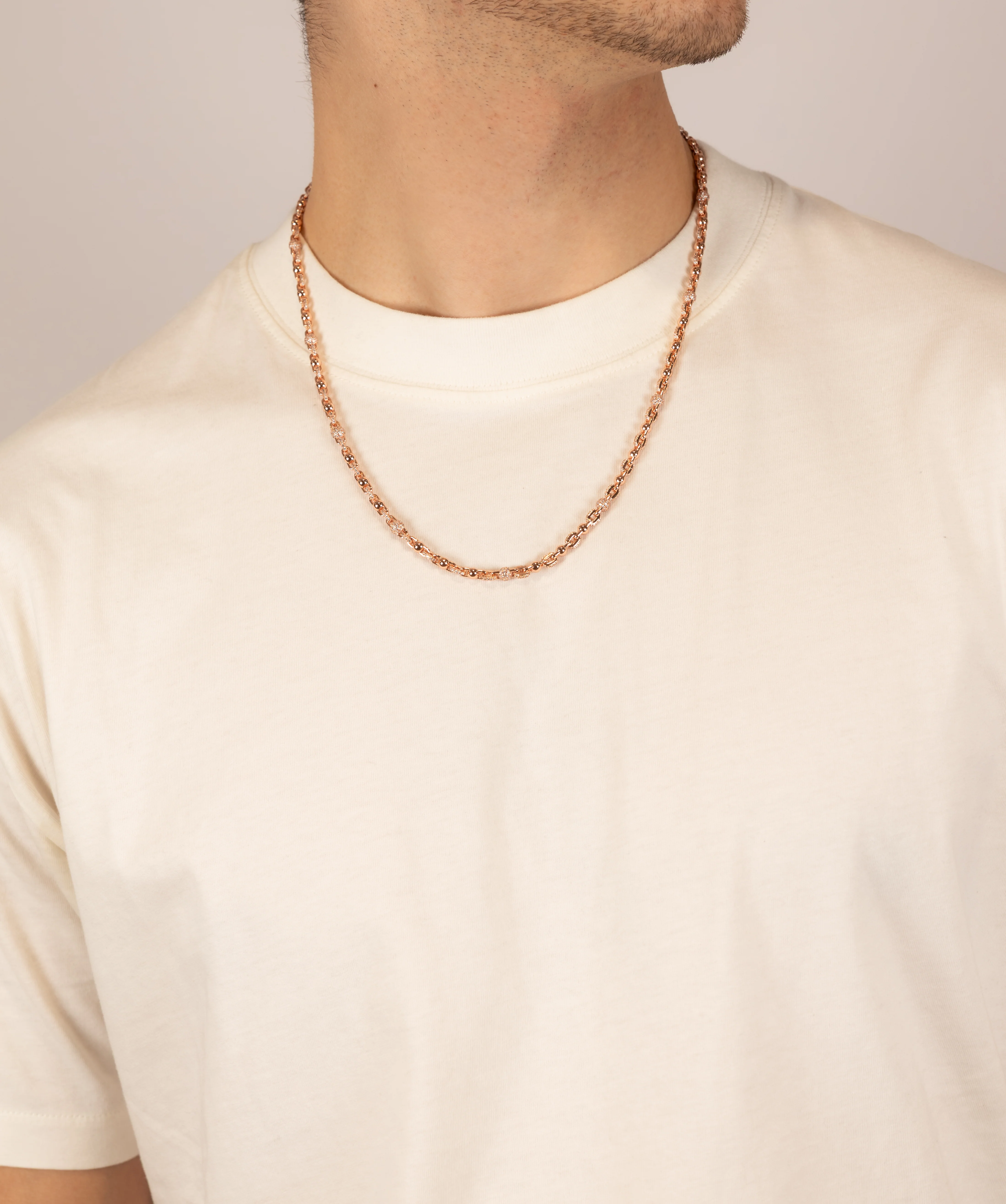Alternating Iced Ball Chain - Rose - Image 3