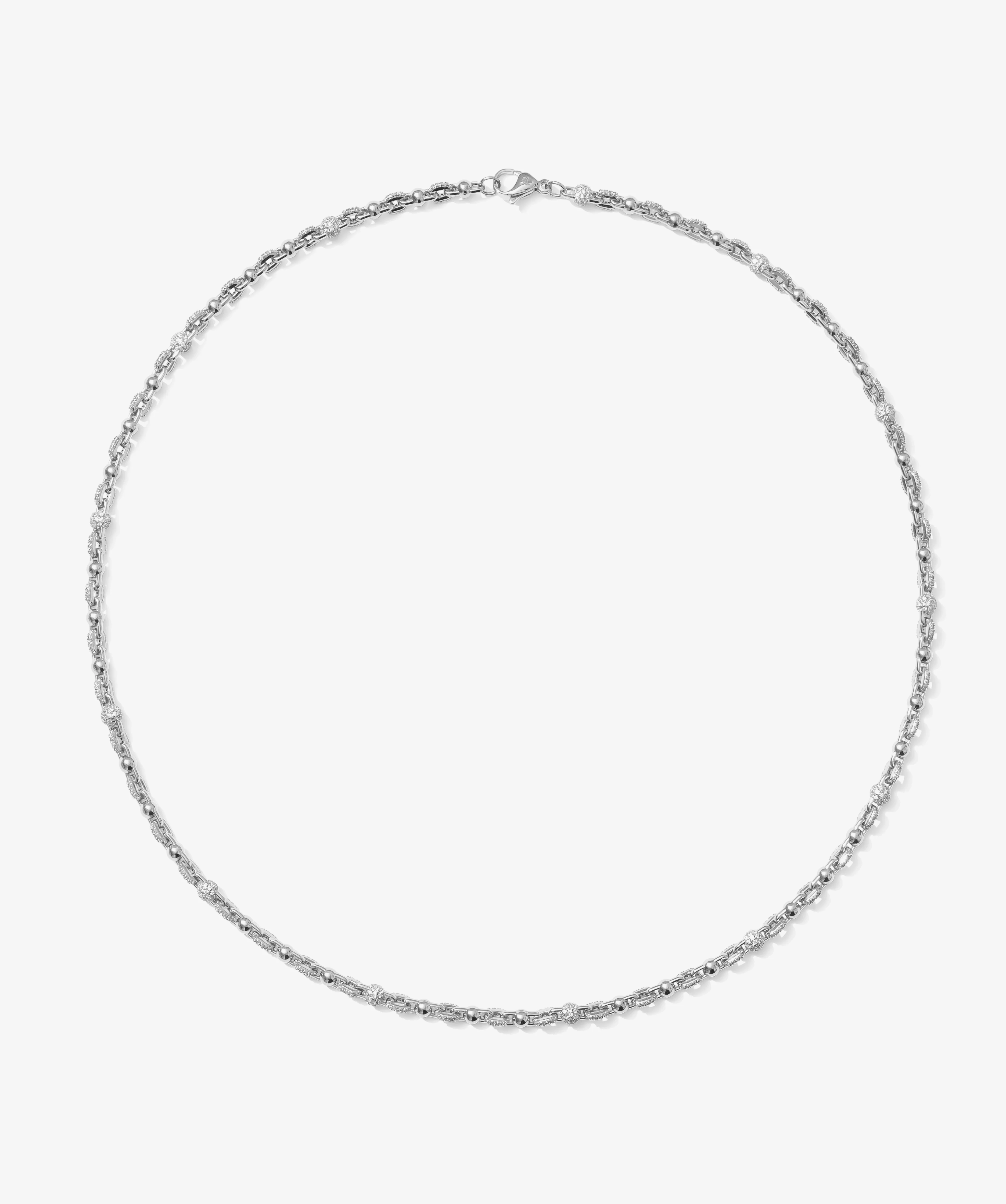Alternating Iced Ball Chain - White