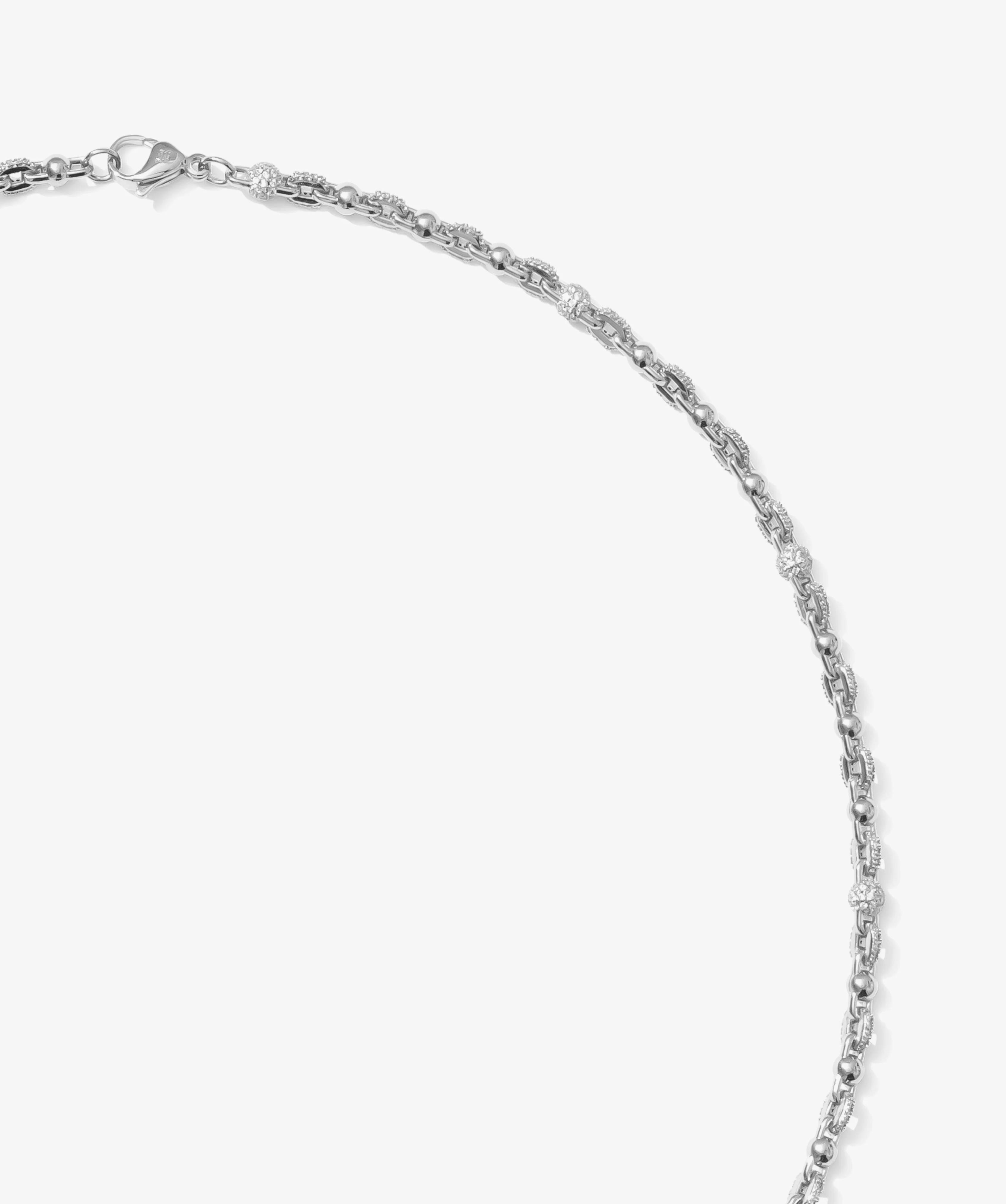 Alternating Iced Ball Chain - White - Image 2