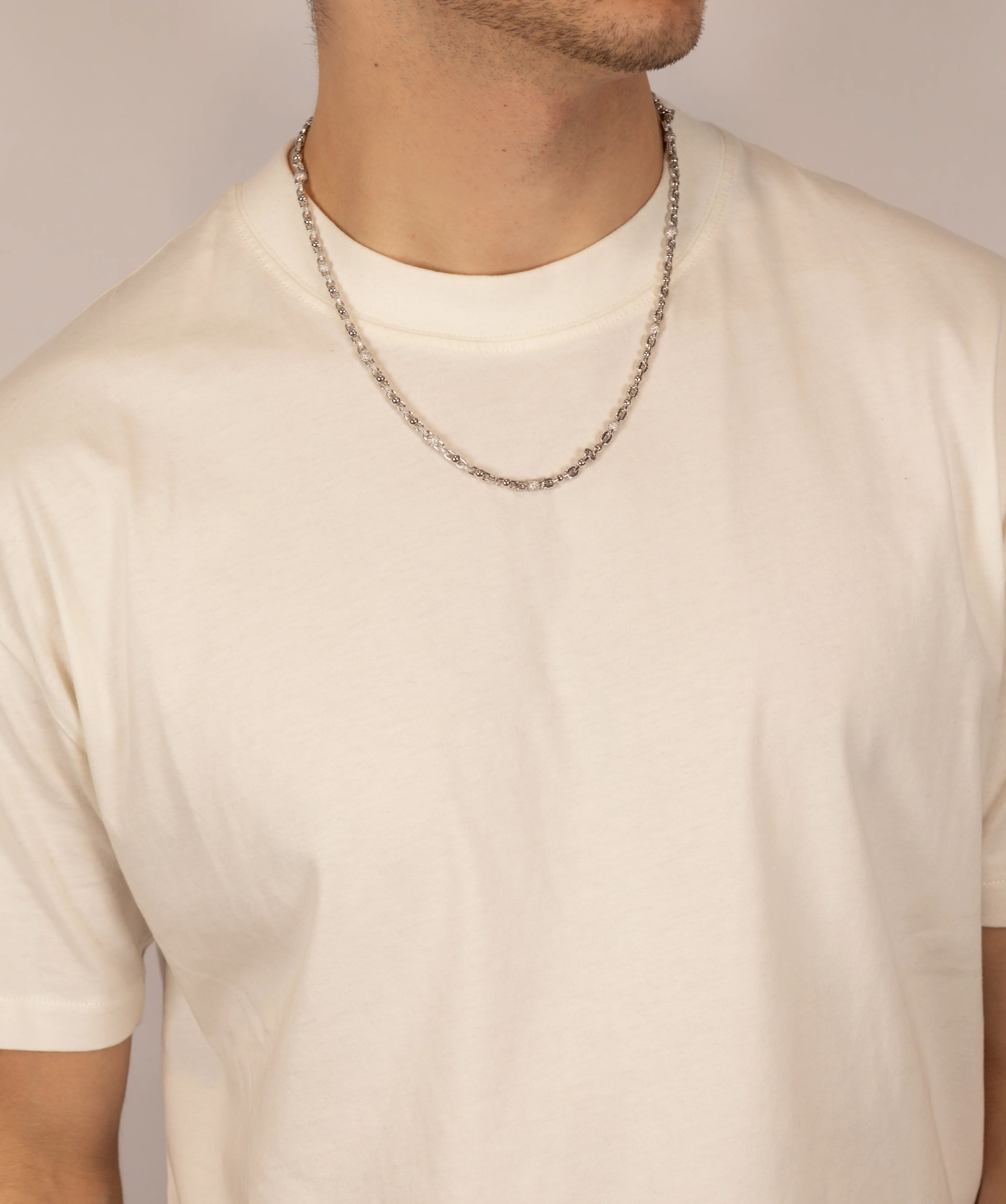 Alternating Iced Ball Chain - White - Image 3
