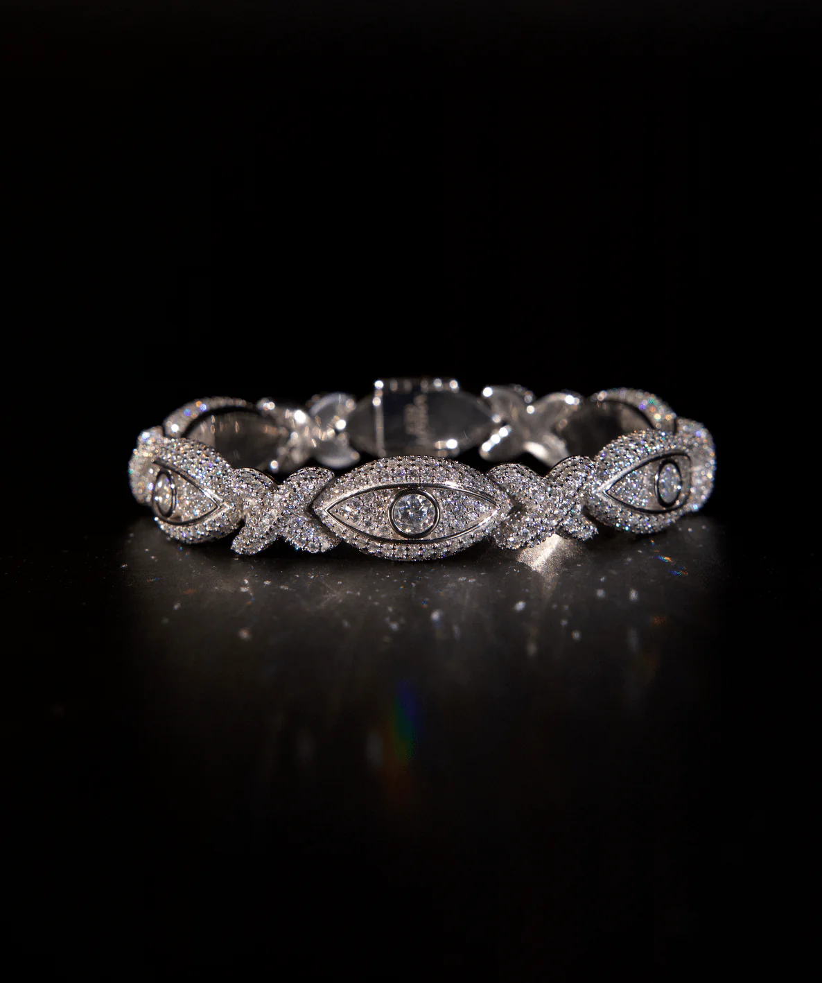 Eye Cuban Bracelet (White Gold)