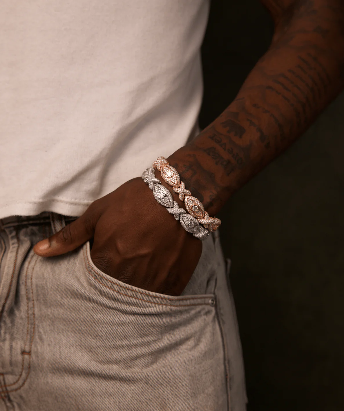 Eye Cuban Bracelet (White Gold) - Image 2