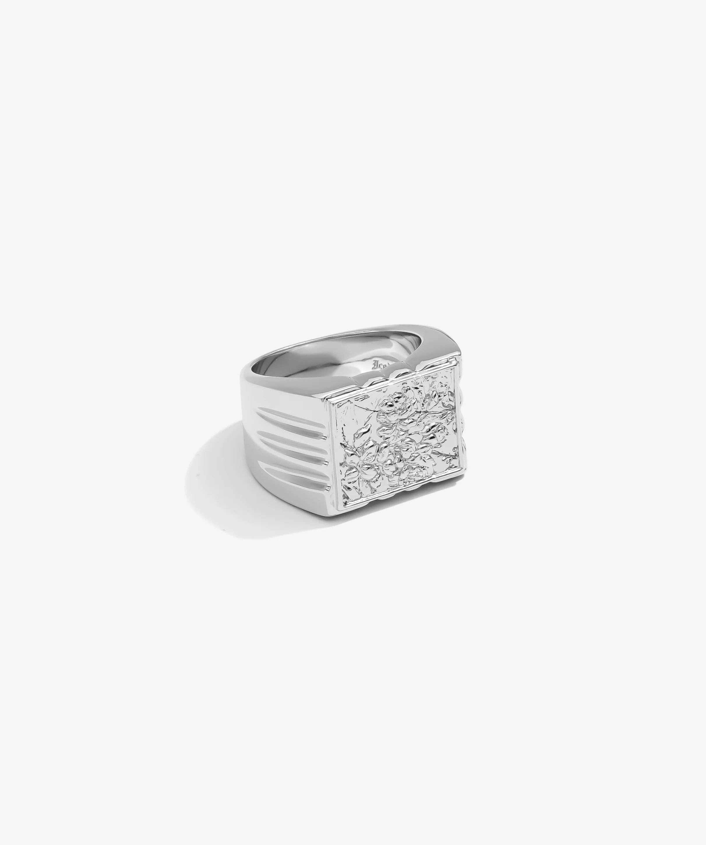 Floral Signet Ring - White