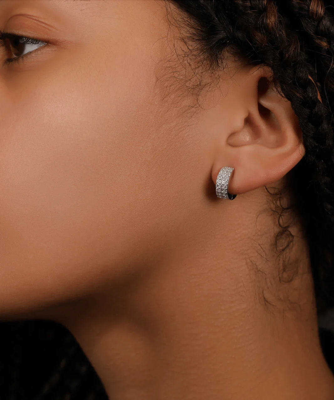 Huggie Hoop Earrings (White Gold) - Image 2