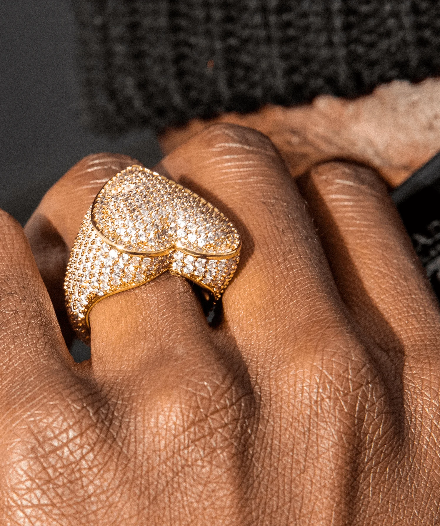 Iced Heart Ring in Yellow Gold - Image 2