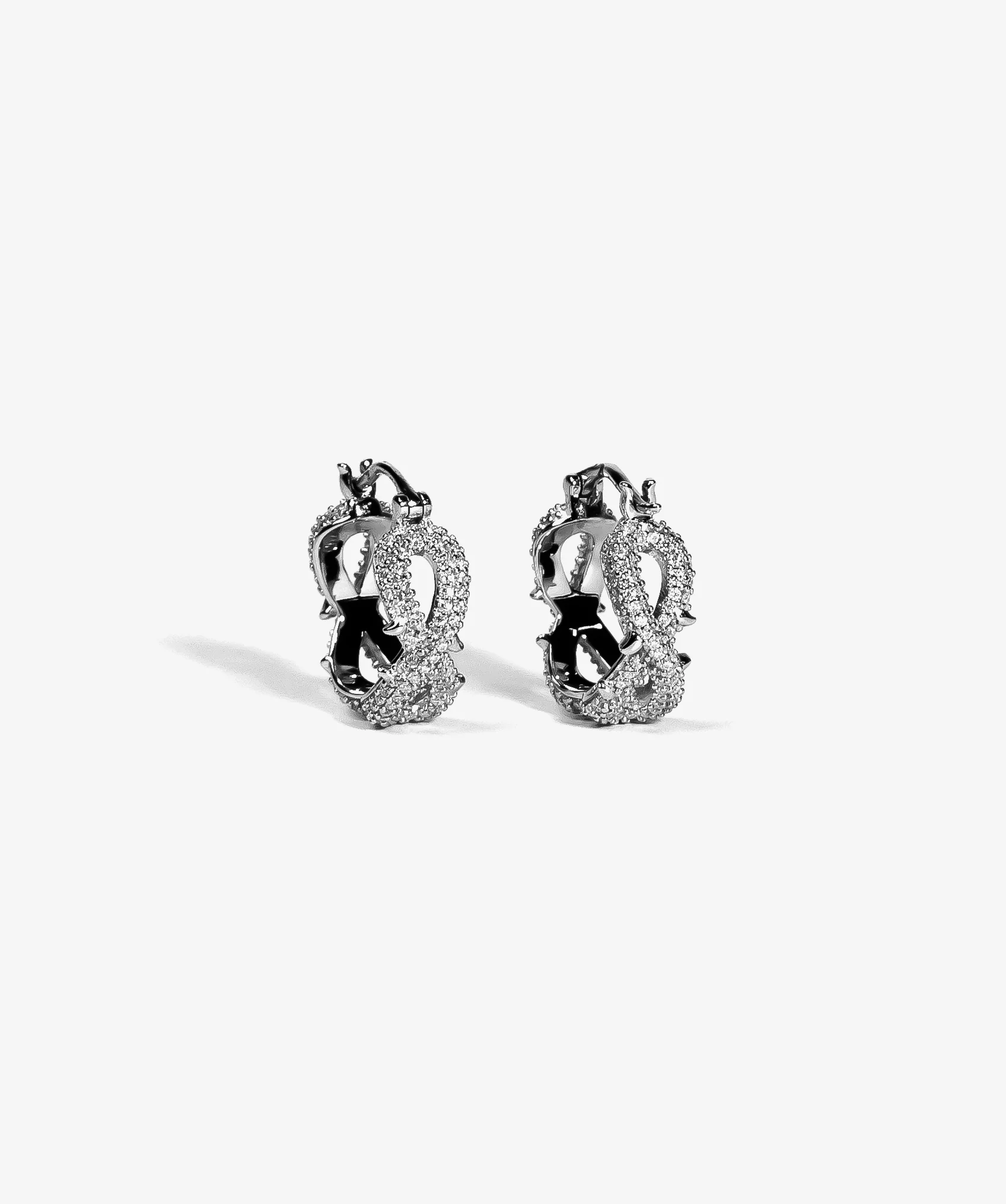 Iced Infinity Thorn Earrings - White