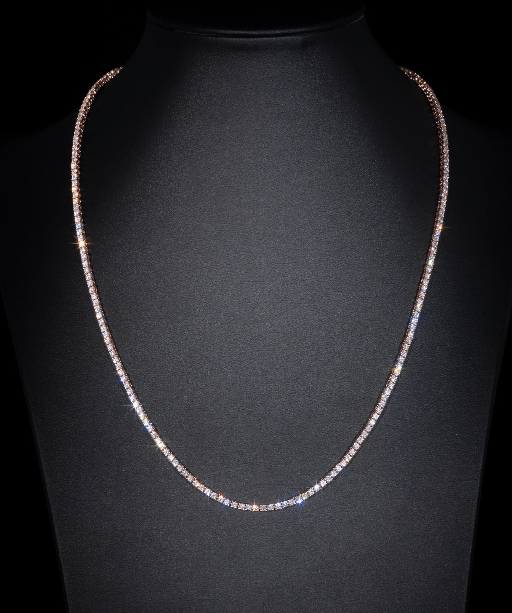 Micro Tennis Necklace in Rose Gold