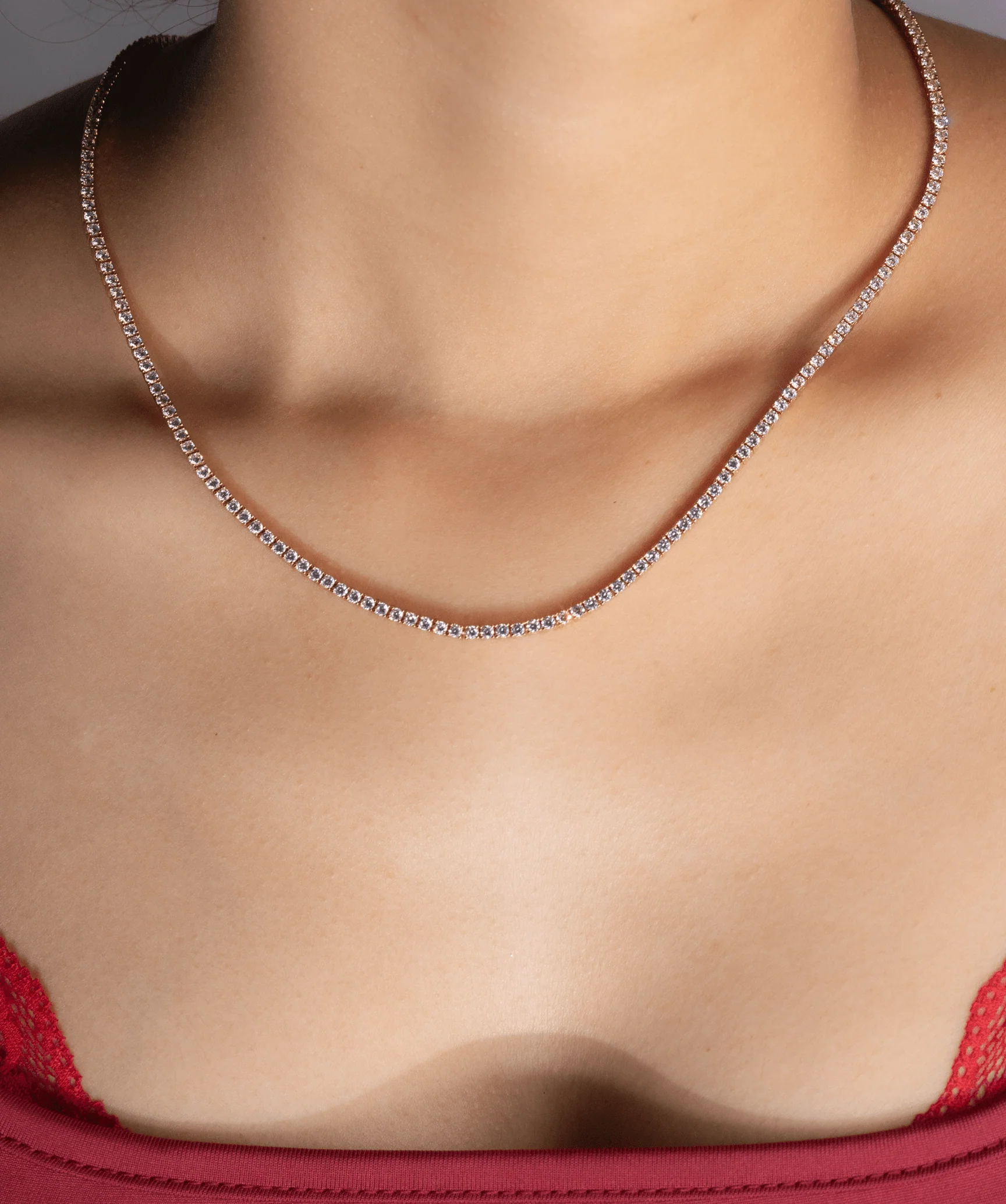 Micro Tennis Necklace in Rose Gold - Image 2