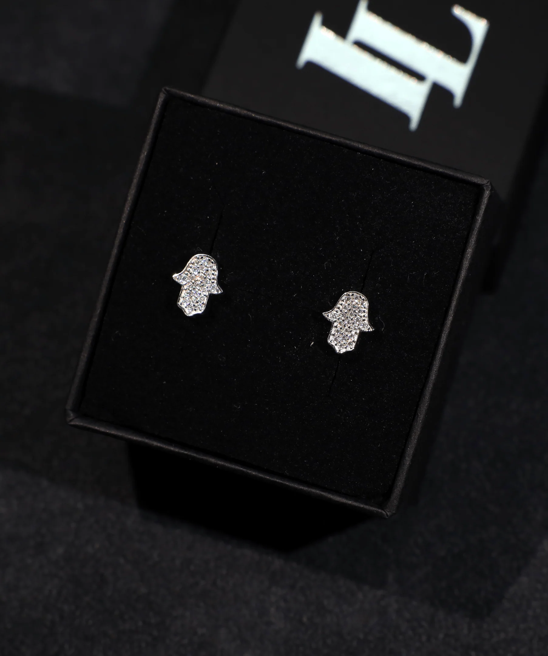 Mini Hand Earrings (White Gold)