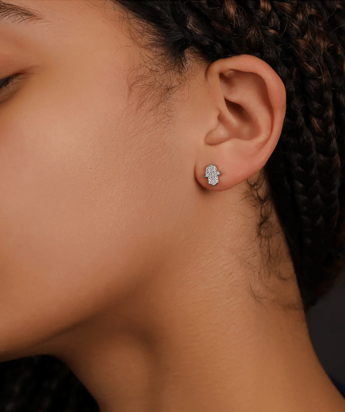 Mini Hand Earrings (White Gold) - Image 2