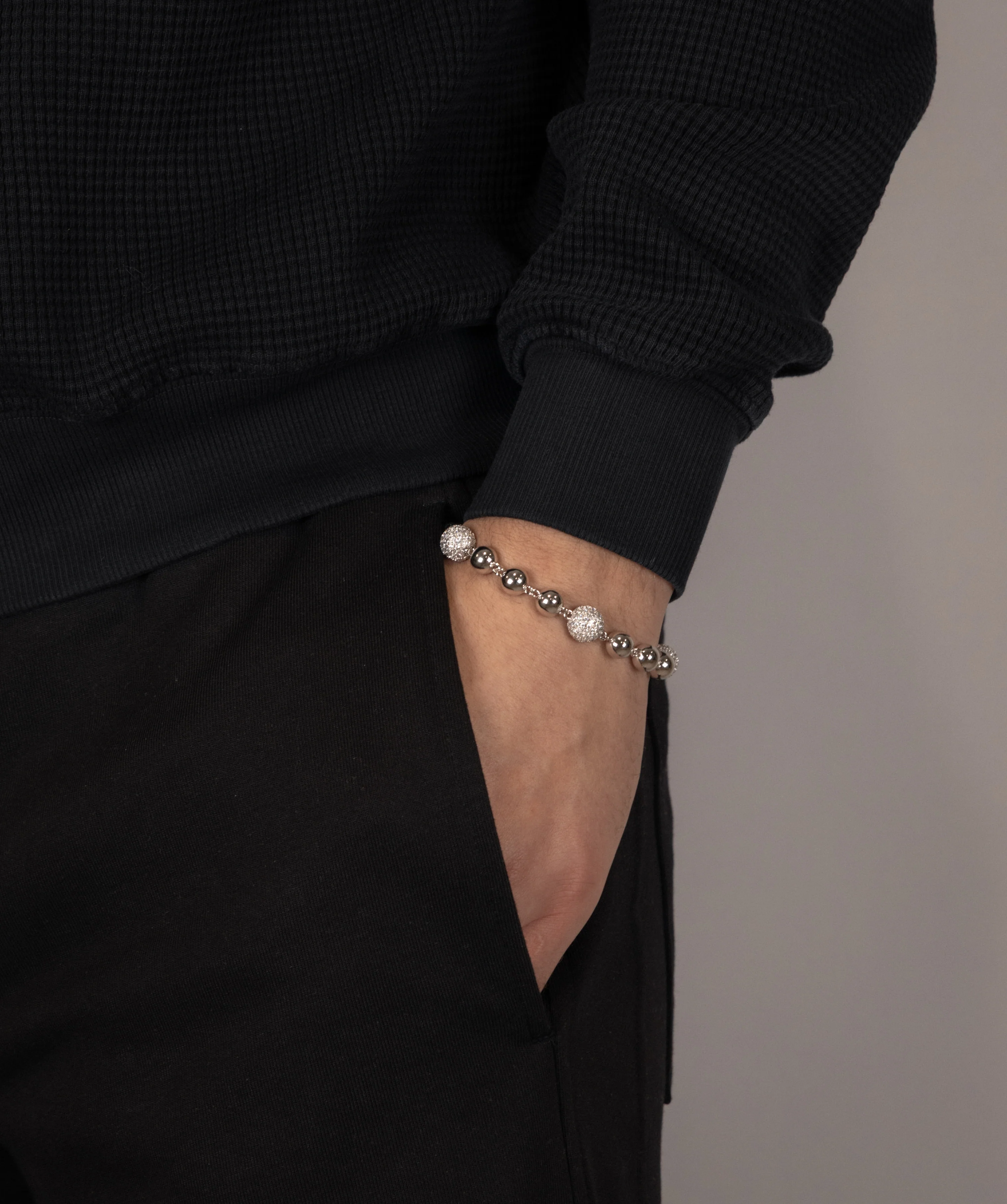 Mixed-Size Ball Bracelet - White - Image 2