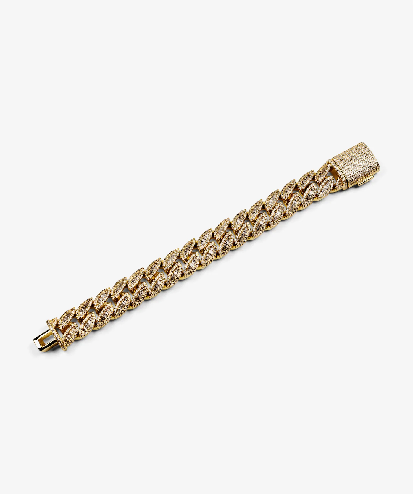 Oval Baguette Cuban Bracelet - Yellow