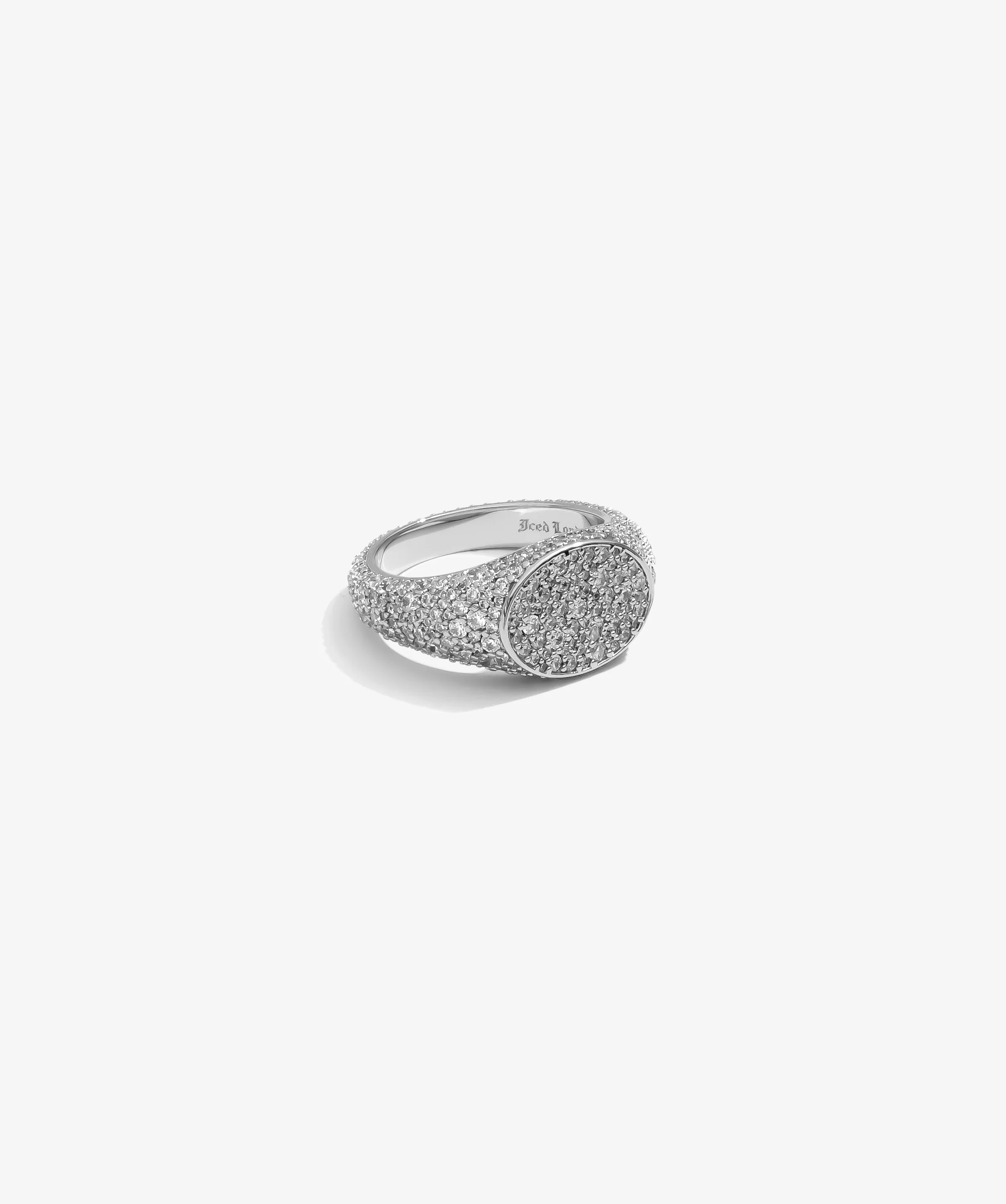 Oval Mosaic Pavé Signet Ring - White