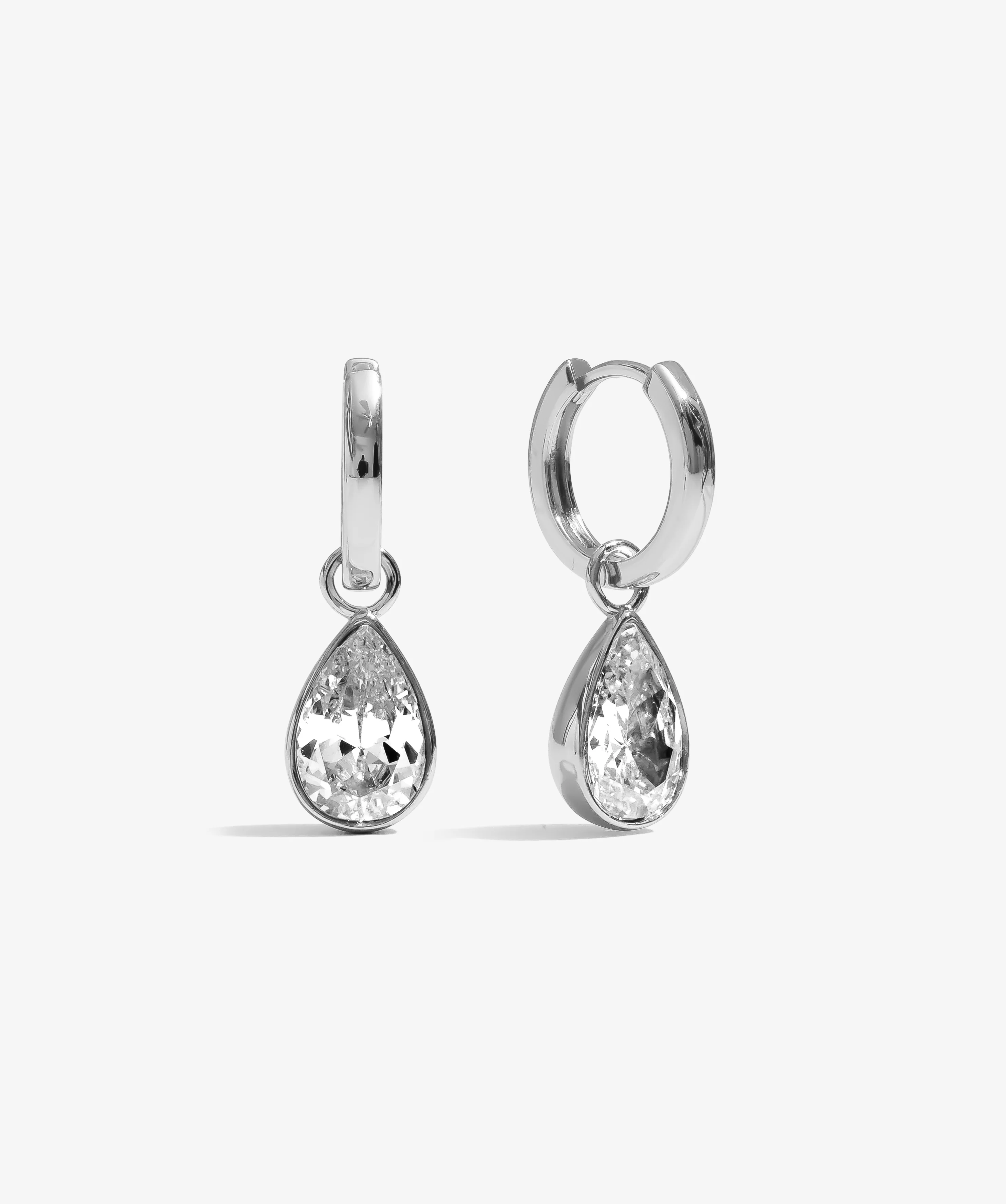 Teardrop Hoop Earrings - White