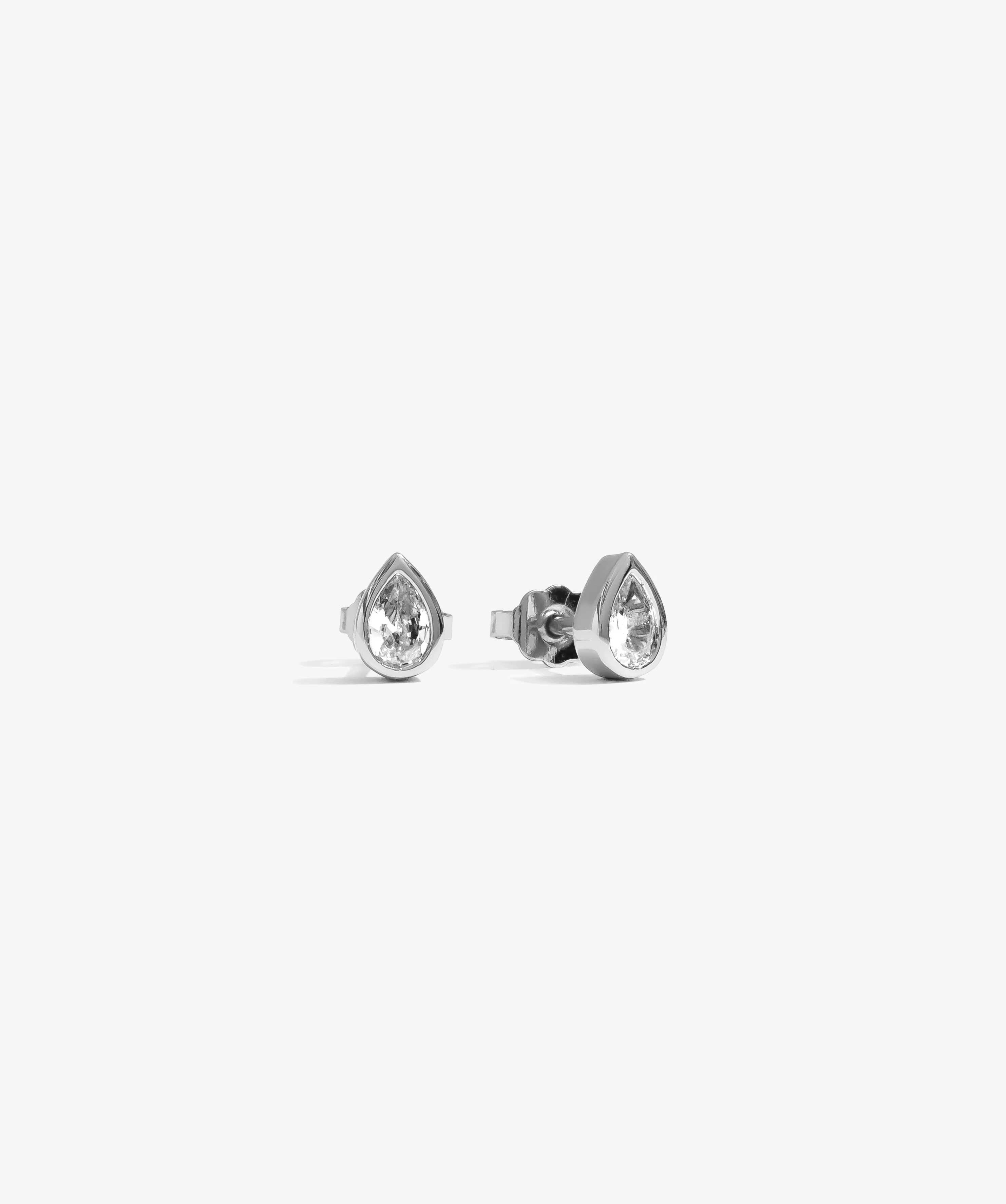 Teardrop Stud Earrings - White