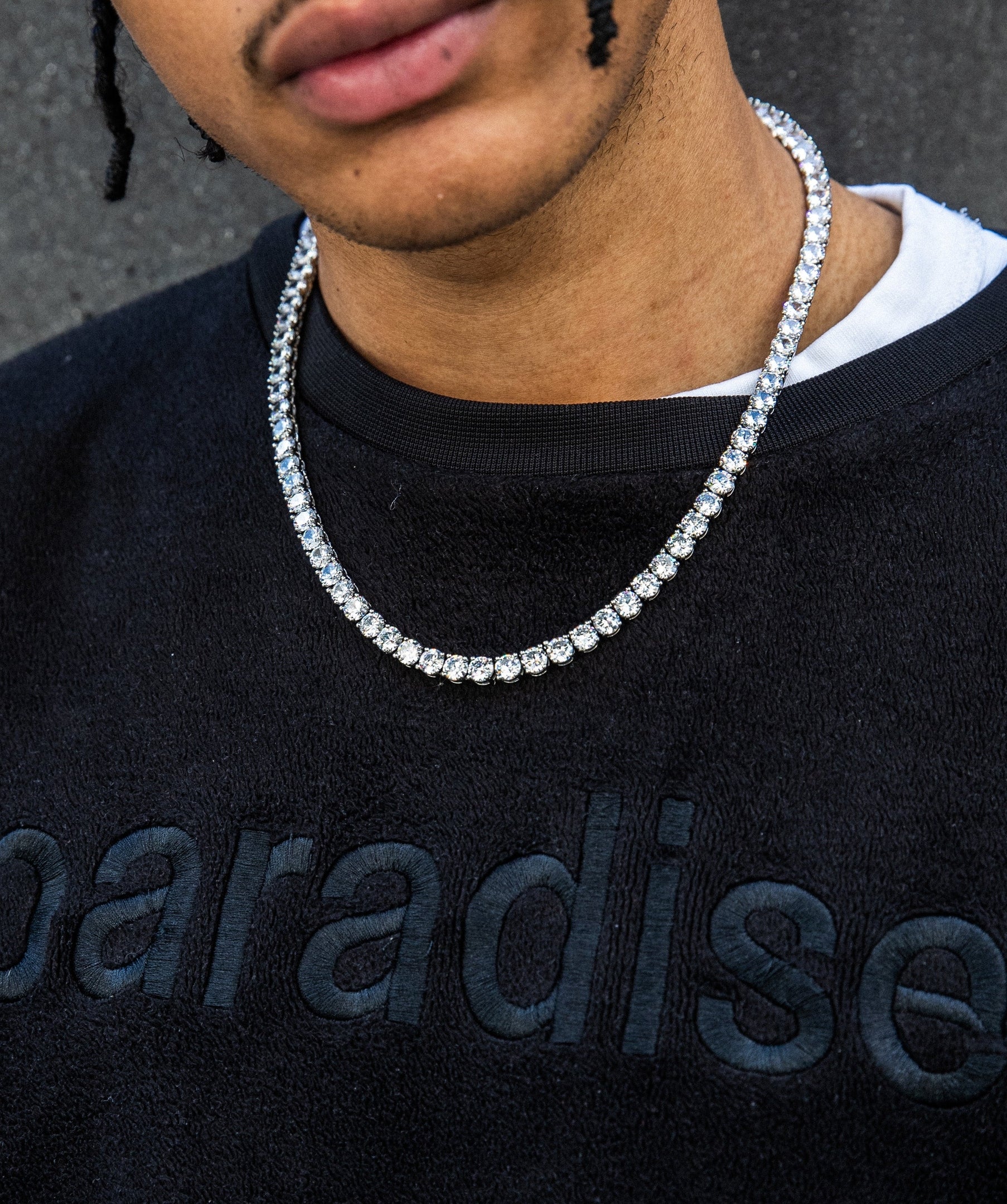 Round-Cut Tennis Necklace in White Gold